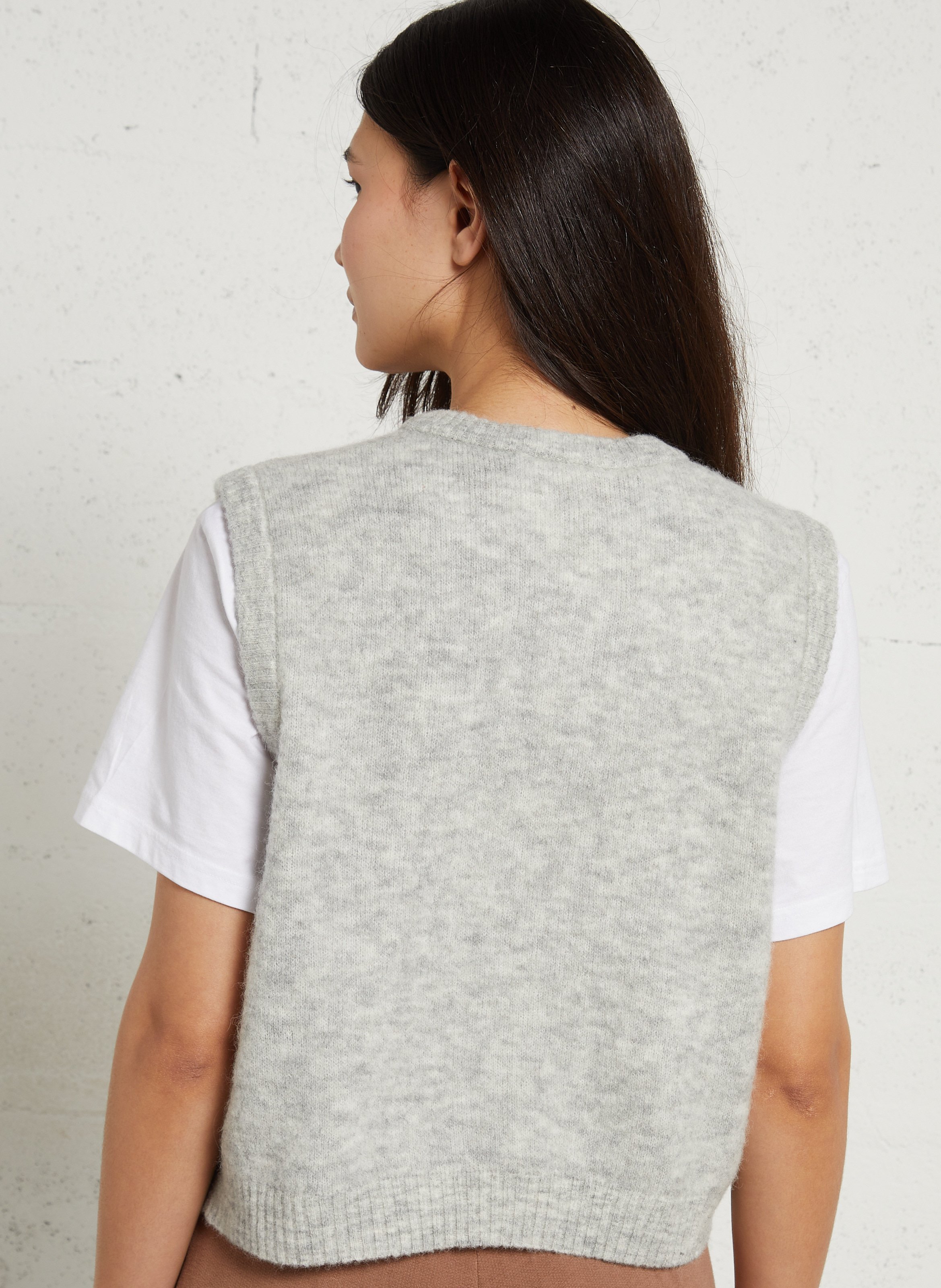 Long wool-blend knit cardigan AMERICAN VINTAGE Grey