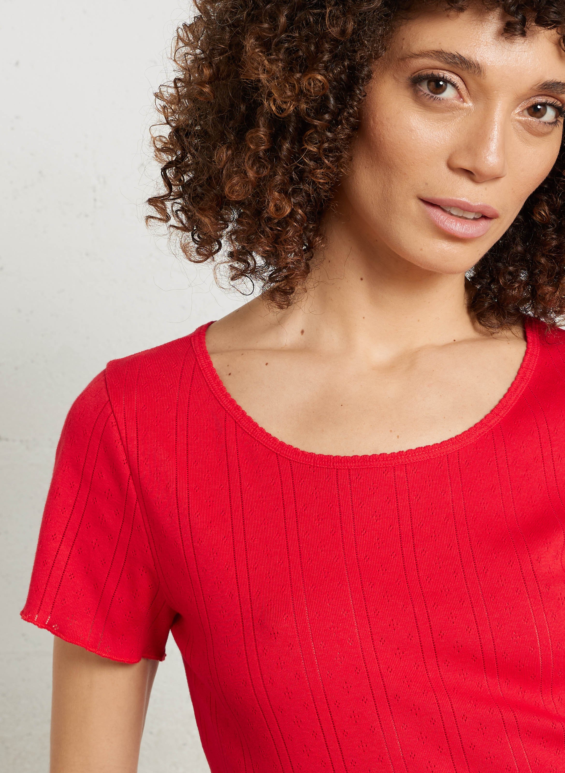 Tee-shirt droit en coton THE NEW SOCIETY Rouge