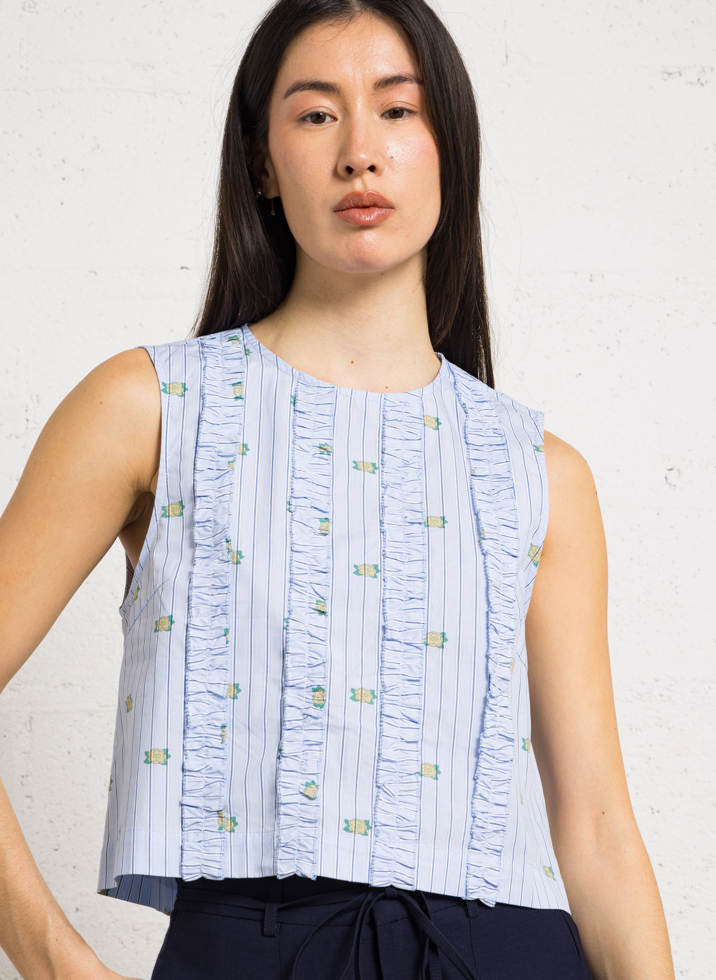 Gestreiftes ärmelloses kurzes Top THE TINY BIG SISTER Blau