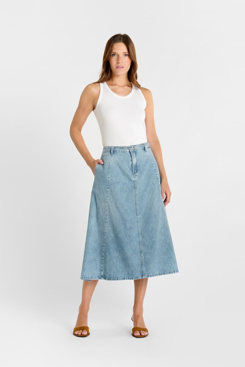 Flared, skater denim skirt LE TEMPS DES CERISES Blue