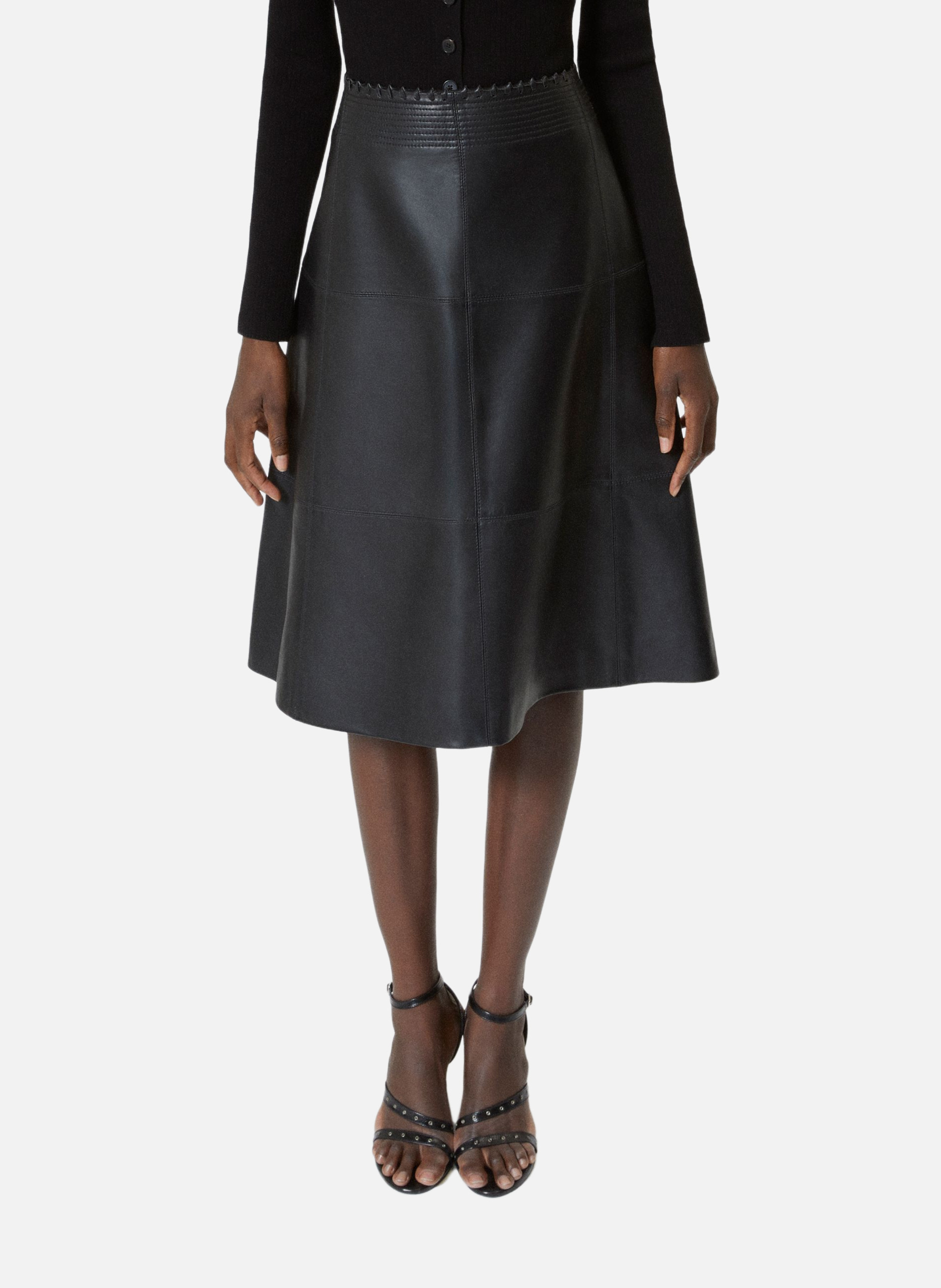 Leather midi skirt THE KOOPLES Black