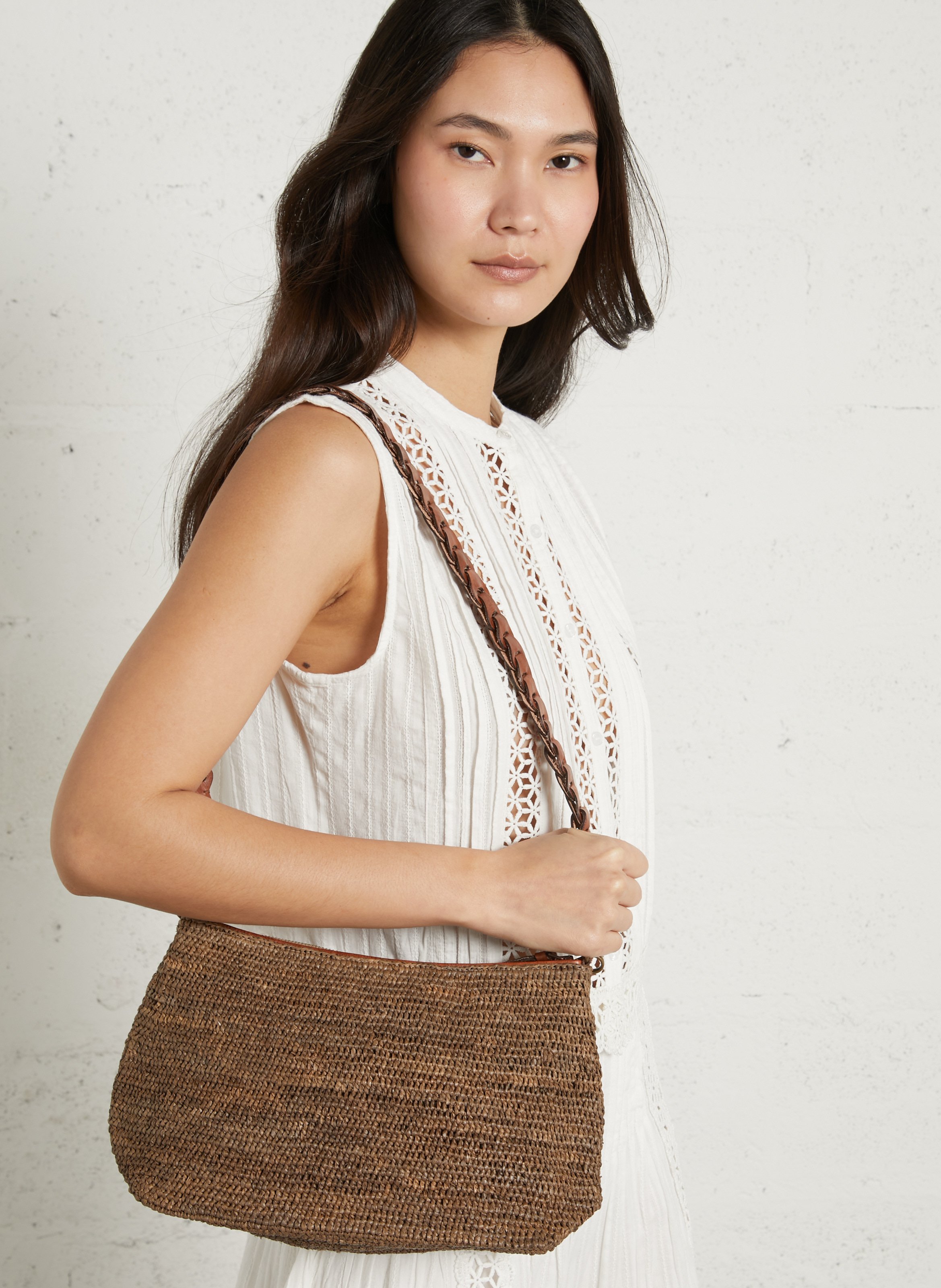 Raffia shoulder bag IBELIV Brown