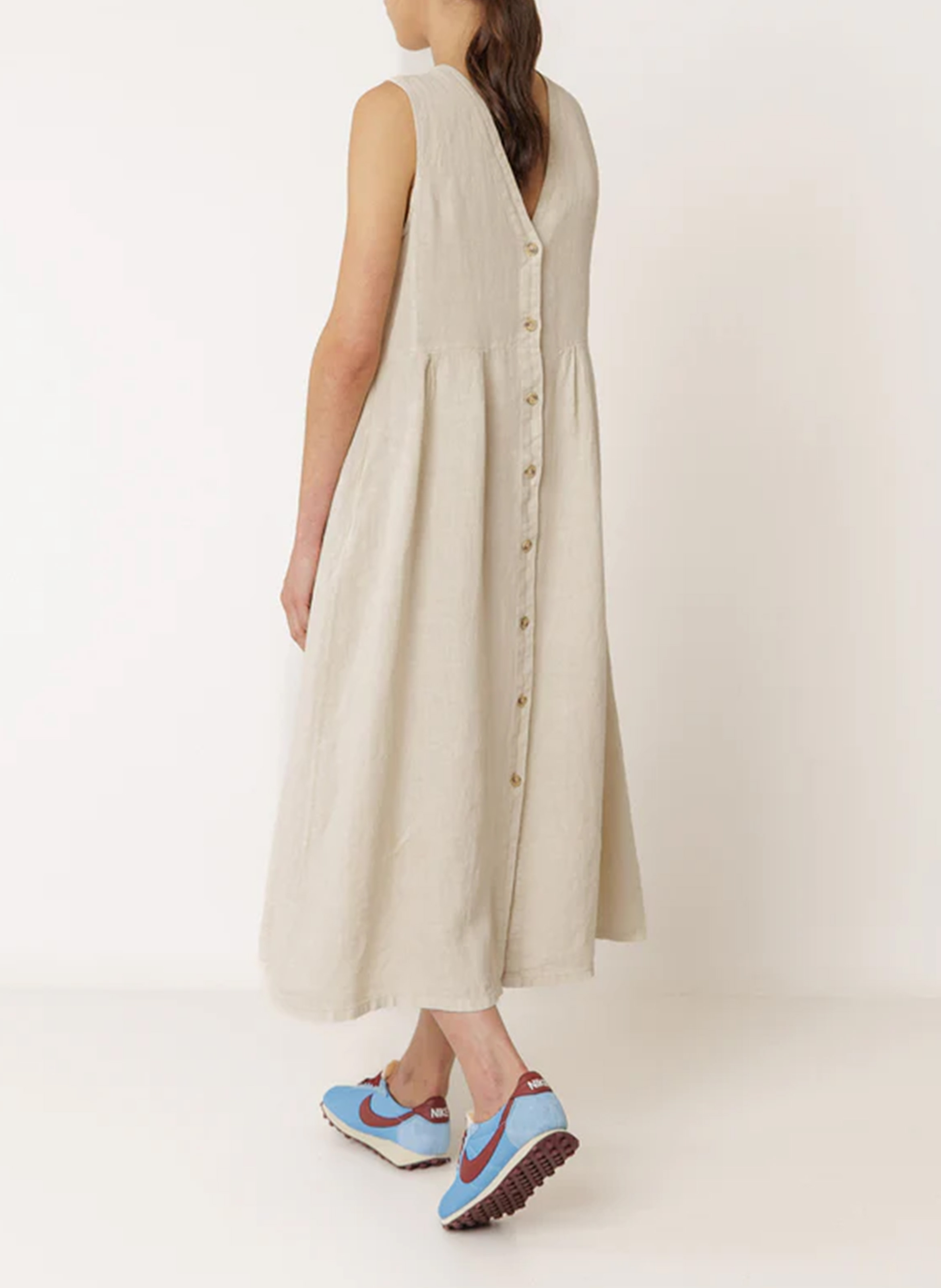 Robe midi col V multiposition Gris