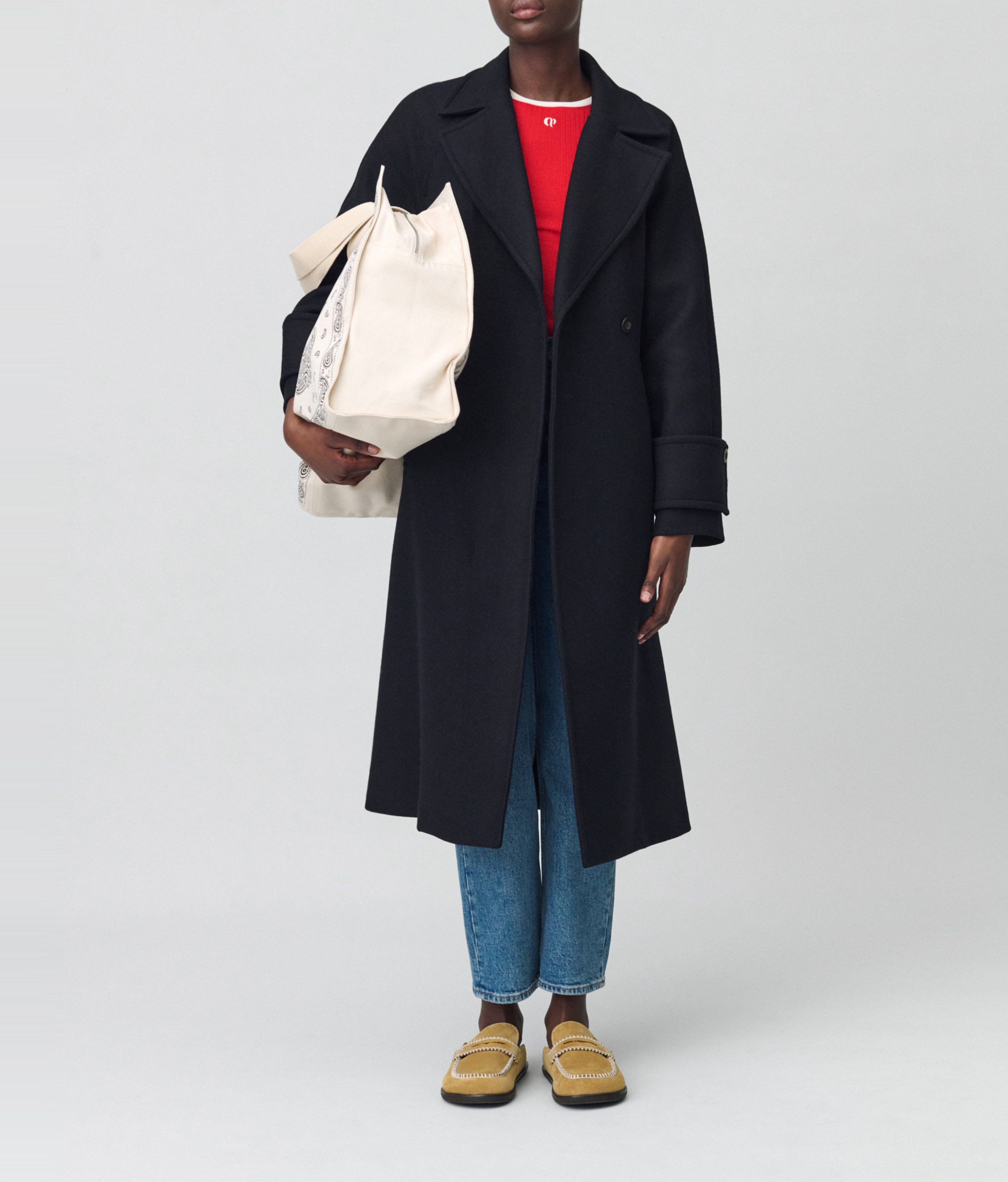 Manteau col tailleur en laine mélangée  CLAUDIE PIERLOT Noir