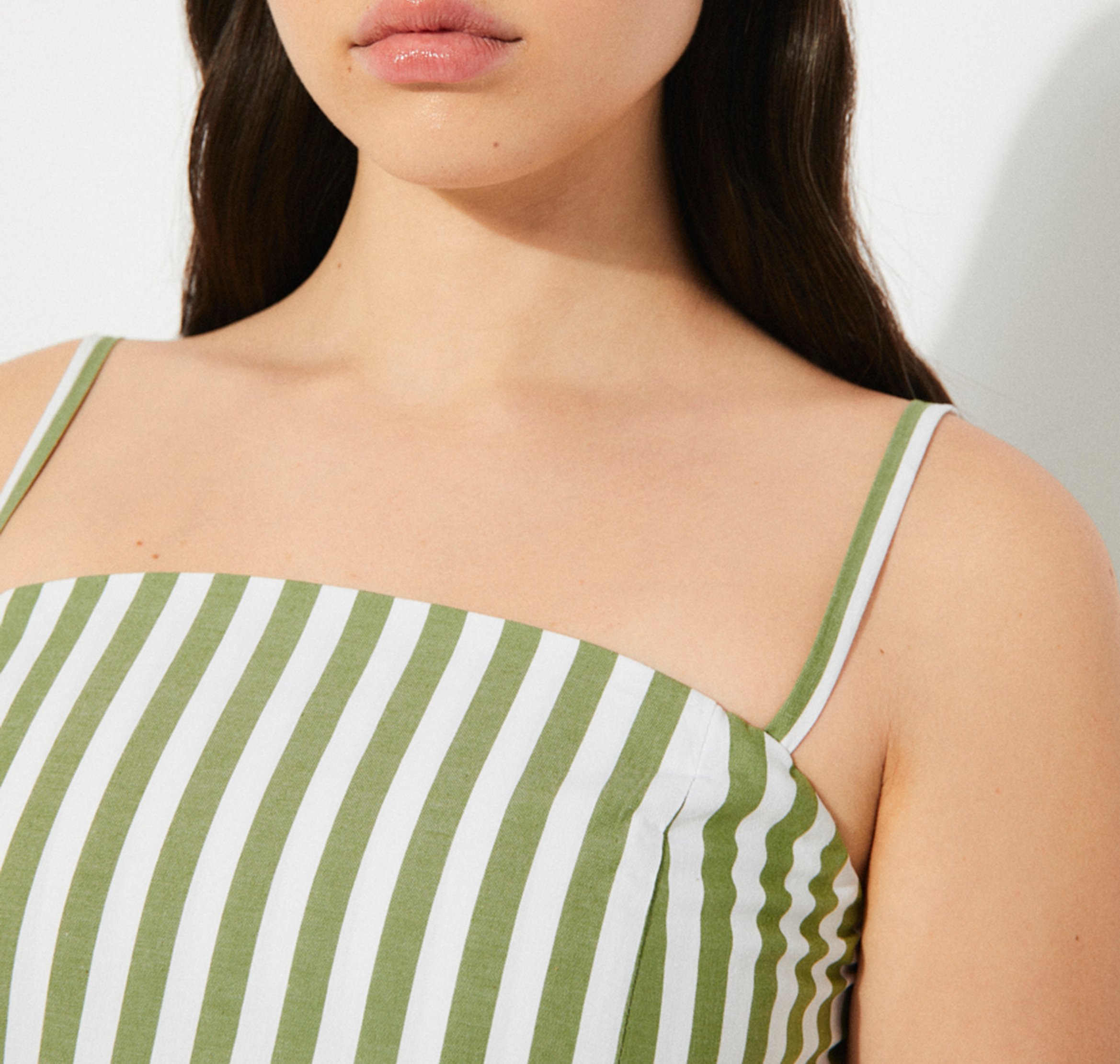 Vestido midi de algodón reciclado Verde