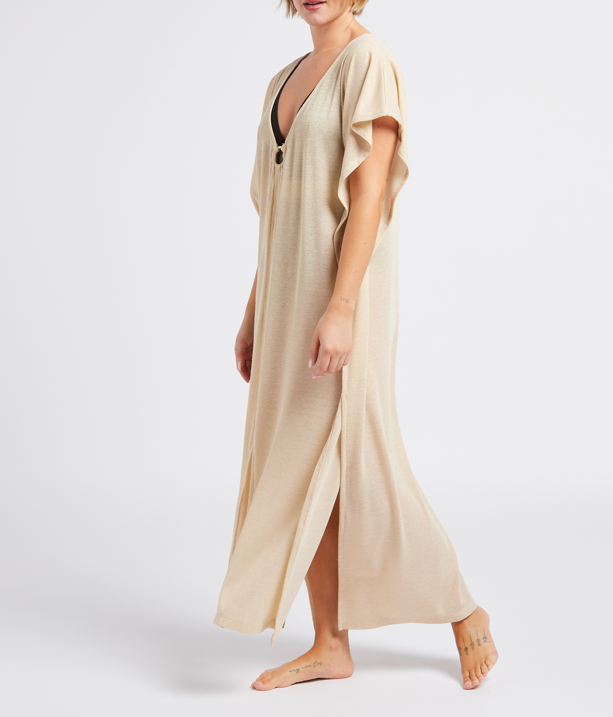 Strandtunika in Metallic-Optik LIVIA Beige