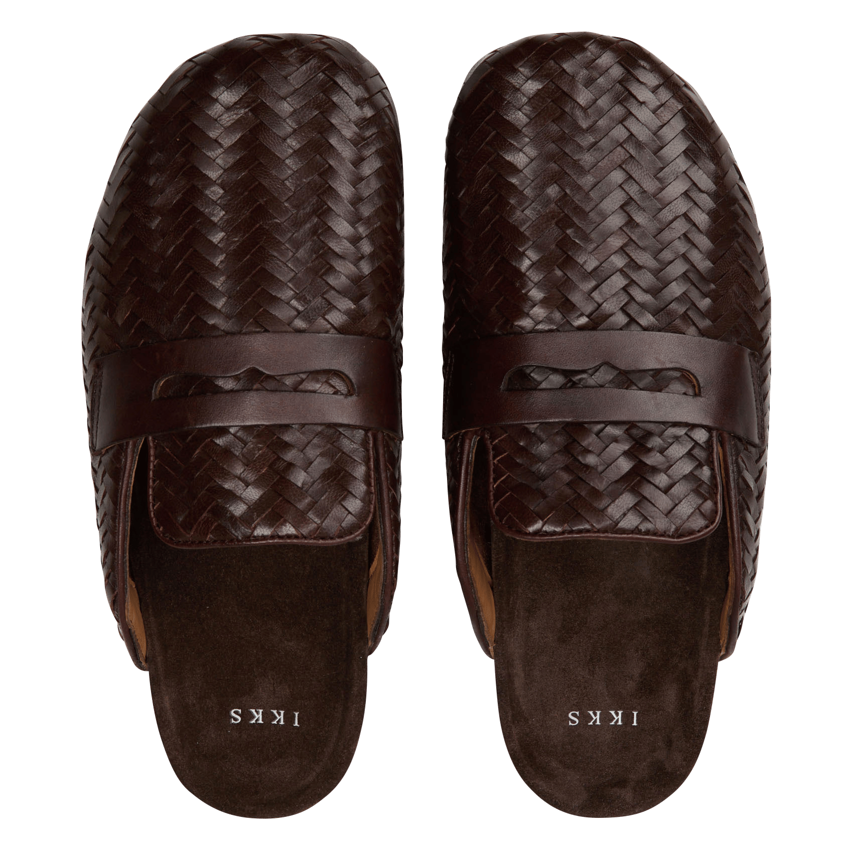Mules en cuir tressé IKKS Marron