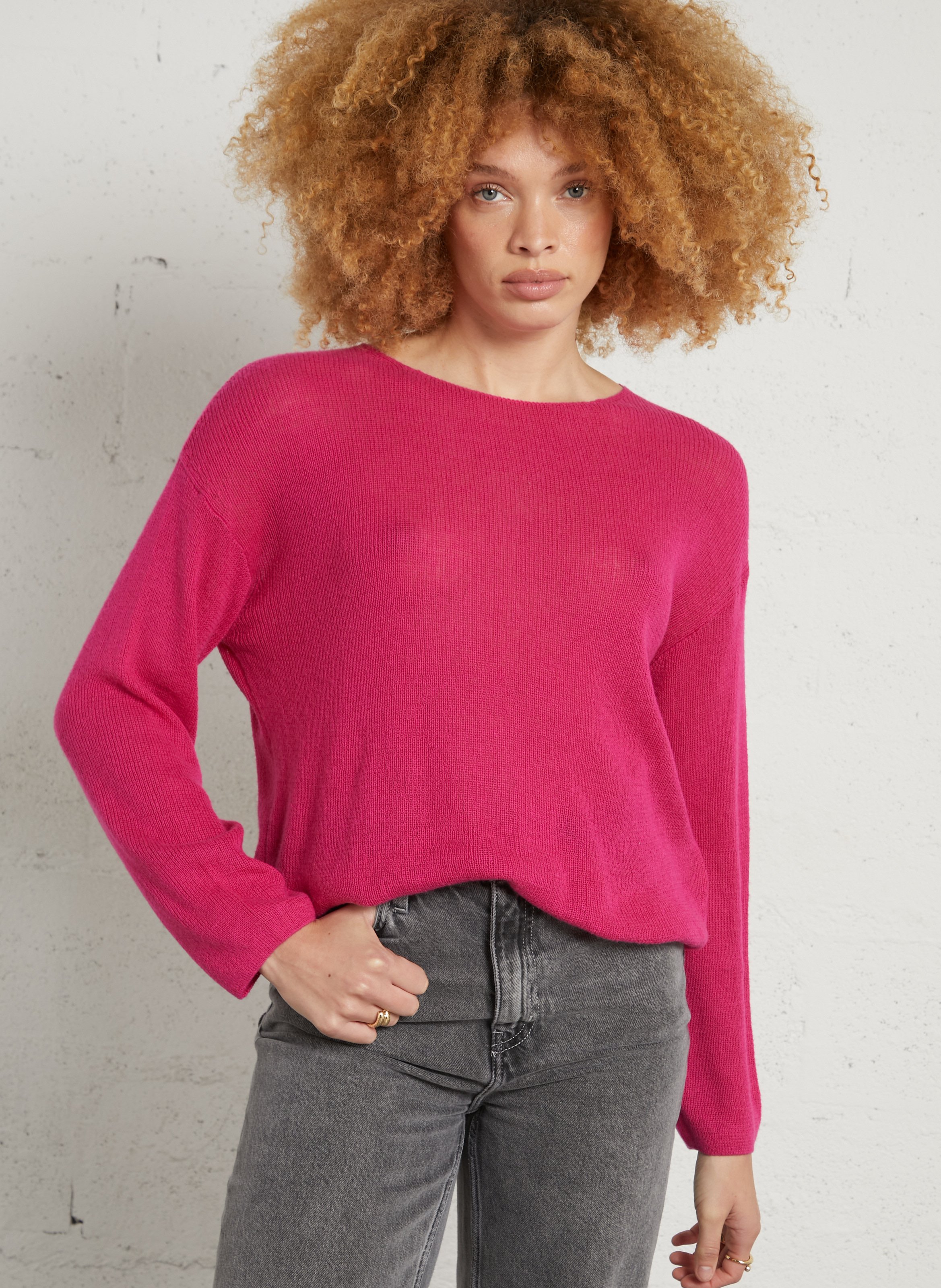 Pull oversize en coton et alpaga AMERICAN VINTAGE Rose