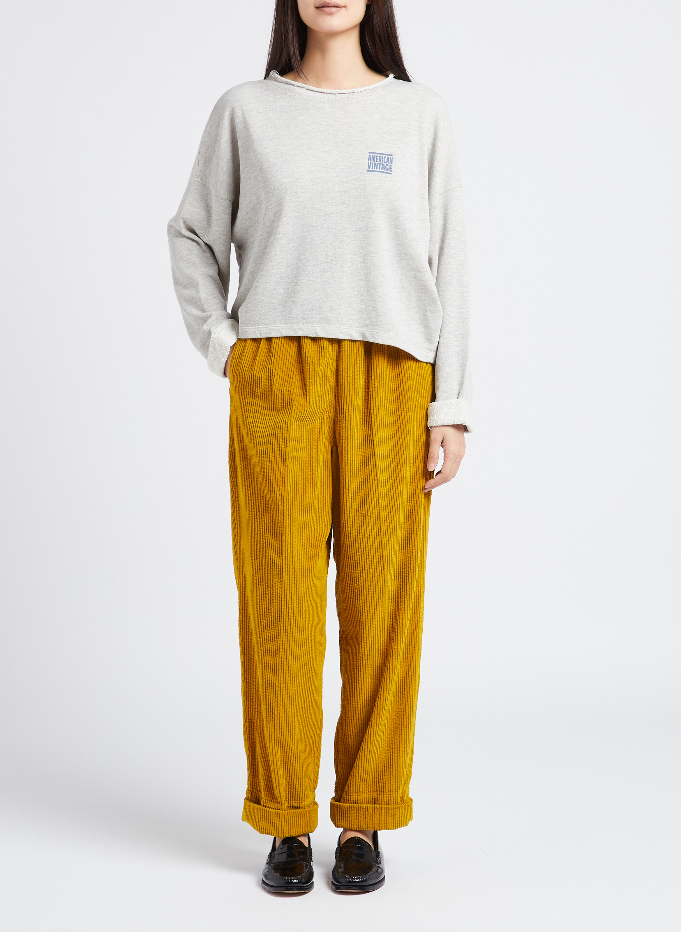 Rundhals-Sweatshirt aus Baumwoll-Mix AMERICAN VINTAGE Grau
