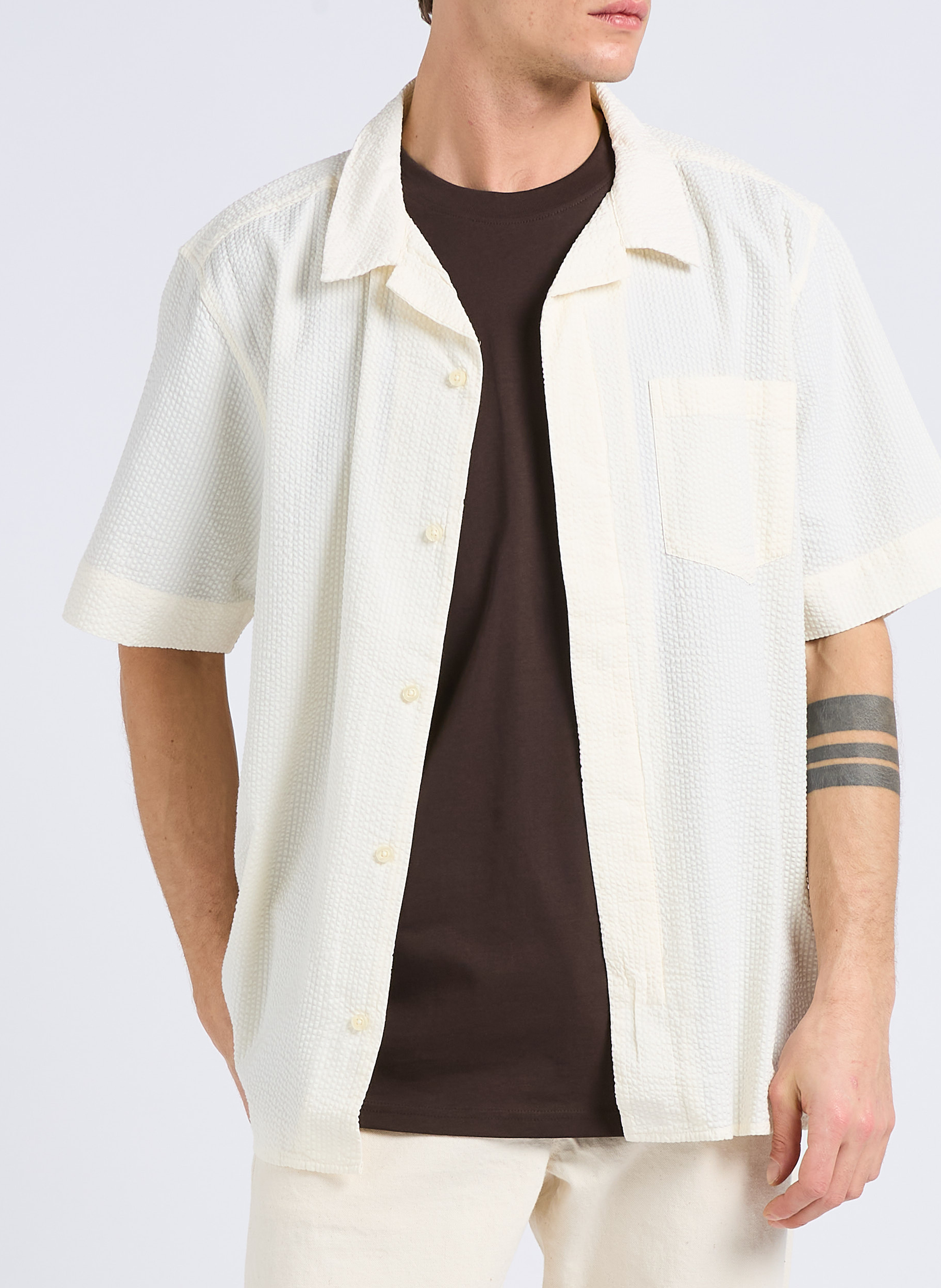 Chemise col classique en coton bio KNOWLEDGE COTTON APPAREL Blanc