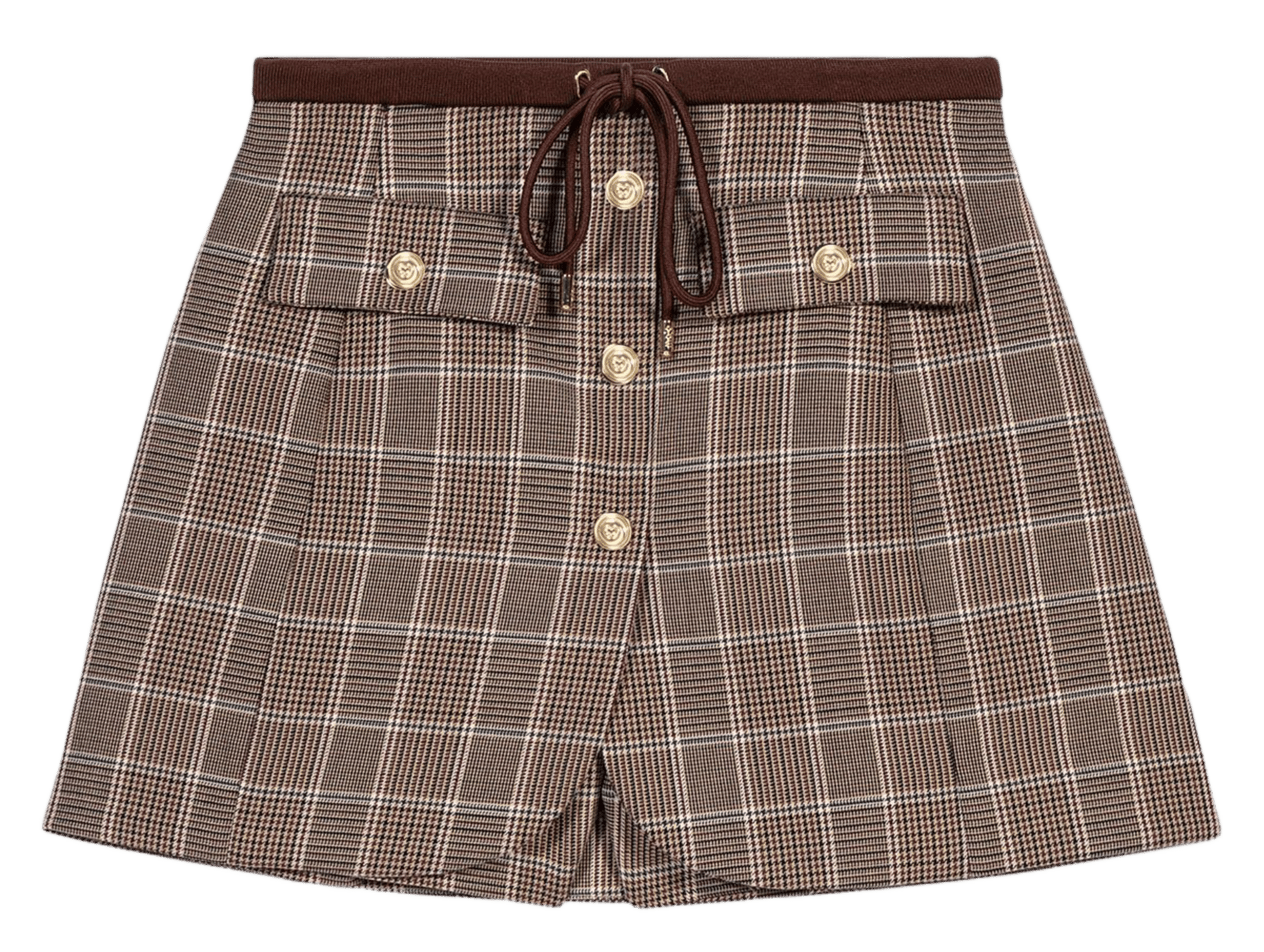 Korte tailleure met rok-effect in motieven. MAJE Bruin