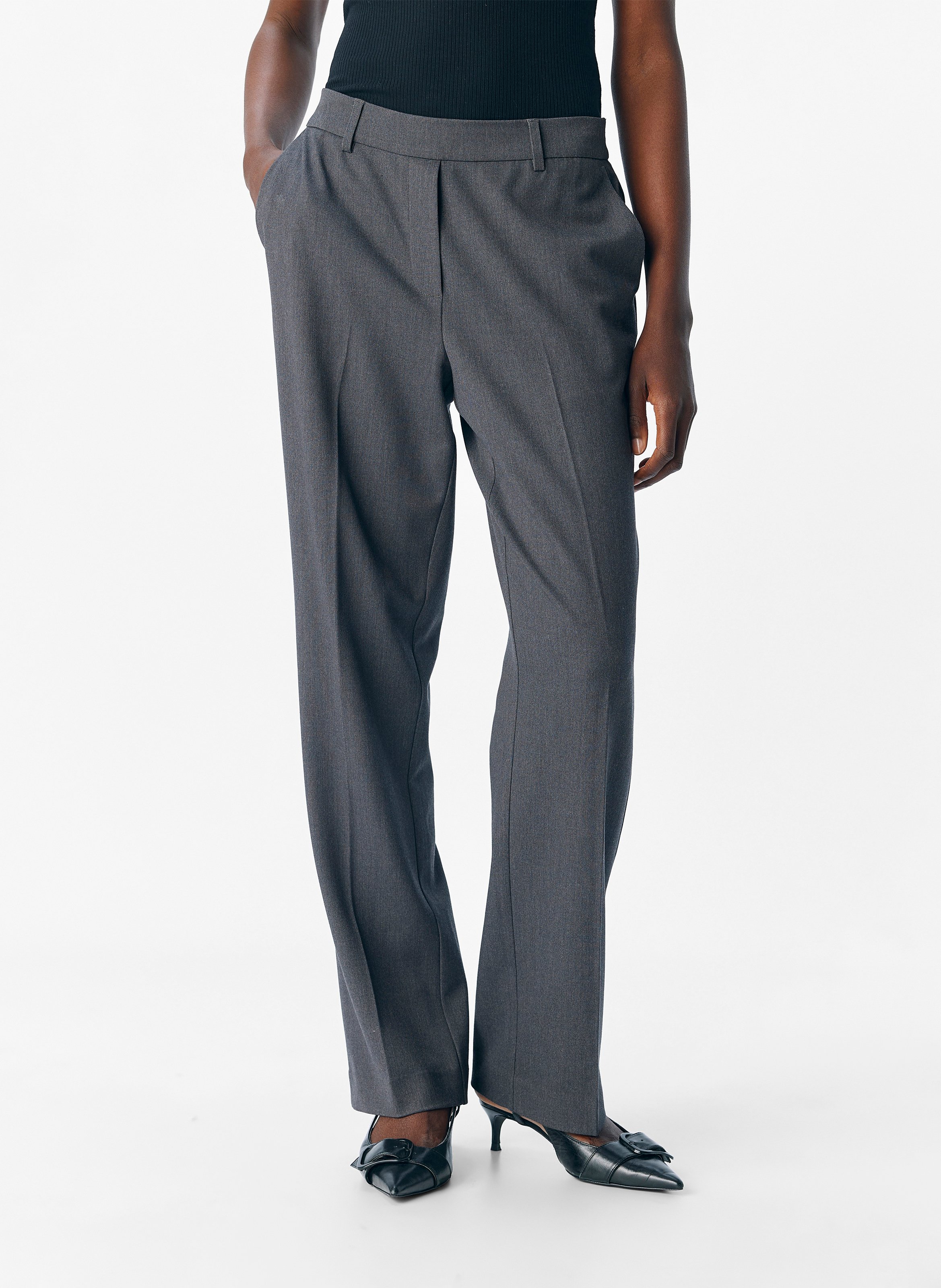 Mid-rise straight-leg pants OBJECT Grey
