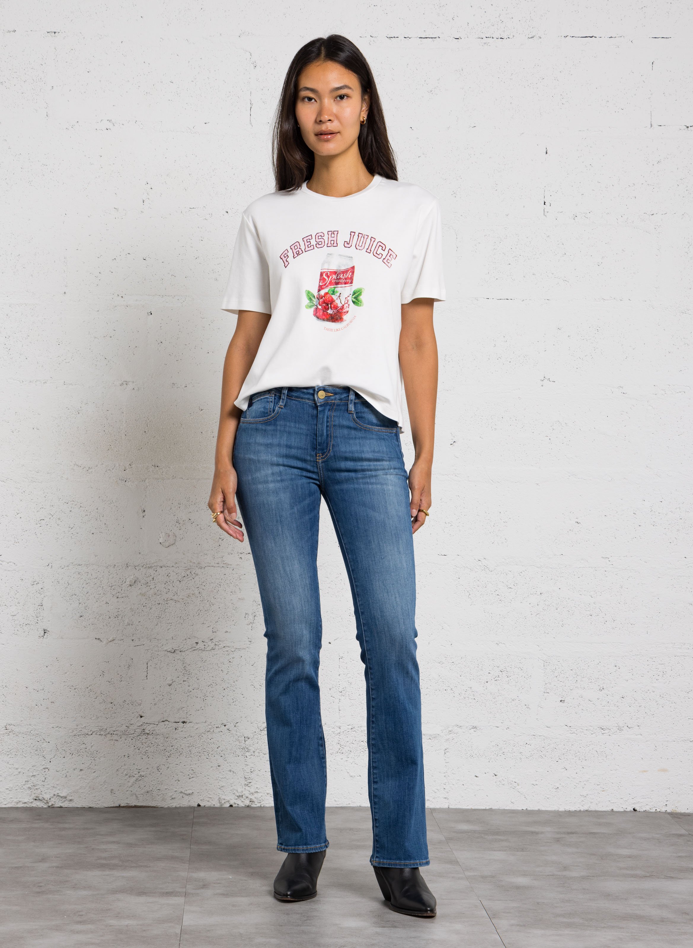 Flare jeans uni LE TEMPS DES CERISES Blauw