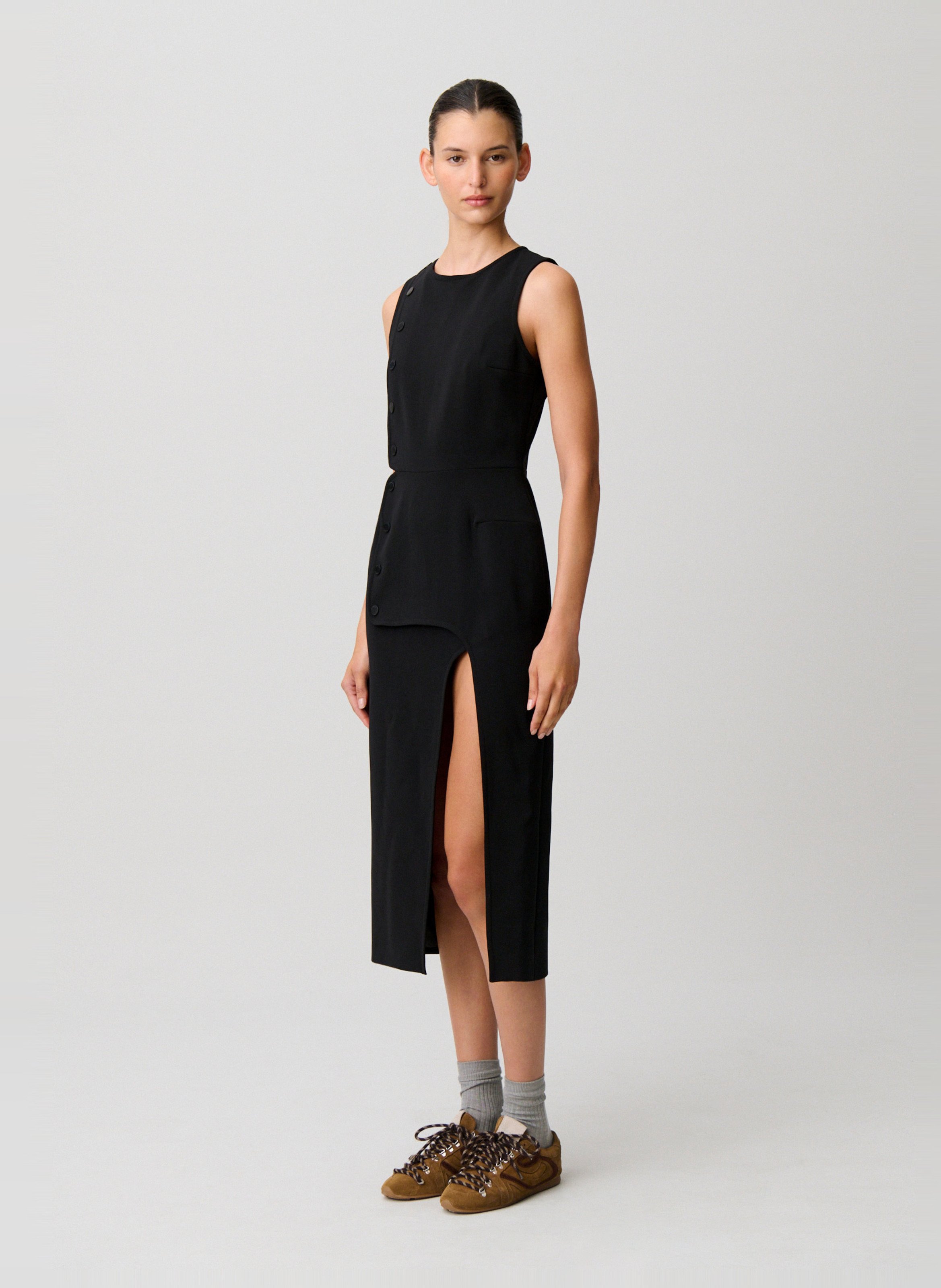 Lange jurk met ronde hals CLAUDIE PIERLOT Zwart