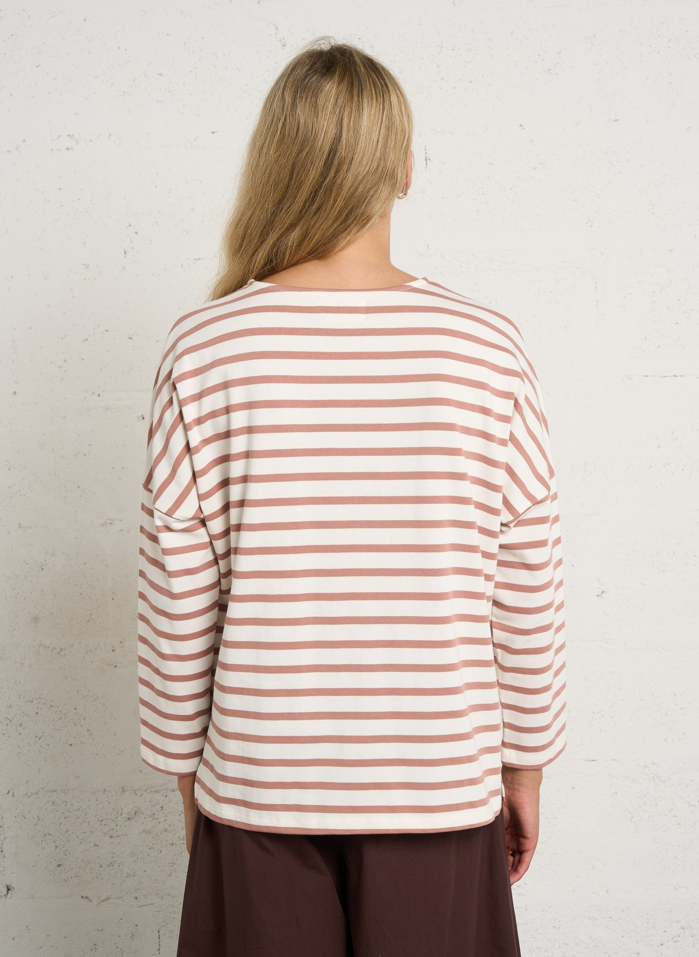 Oversized T-shirt met ronde hals in gestreept katoen. DES PETITS HAUTS Veelkleurig