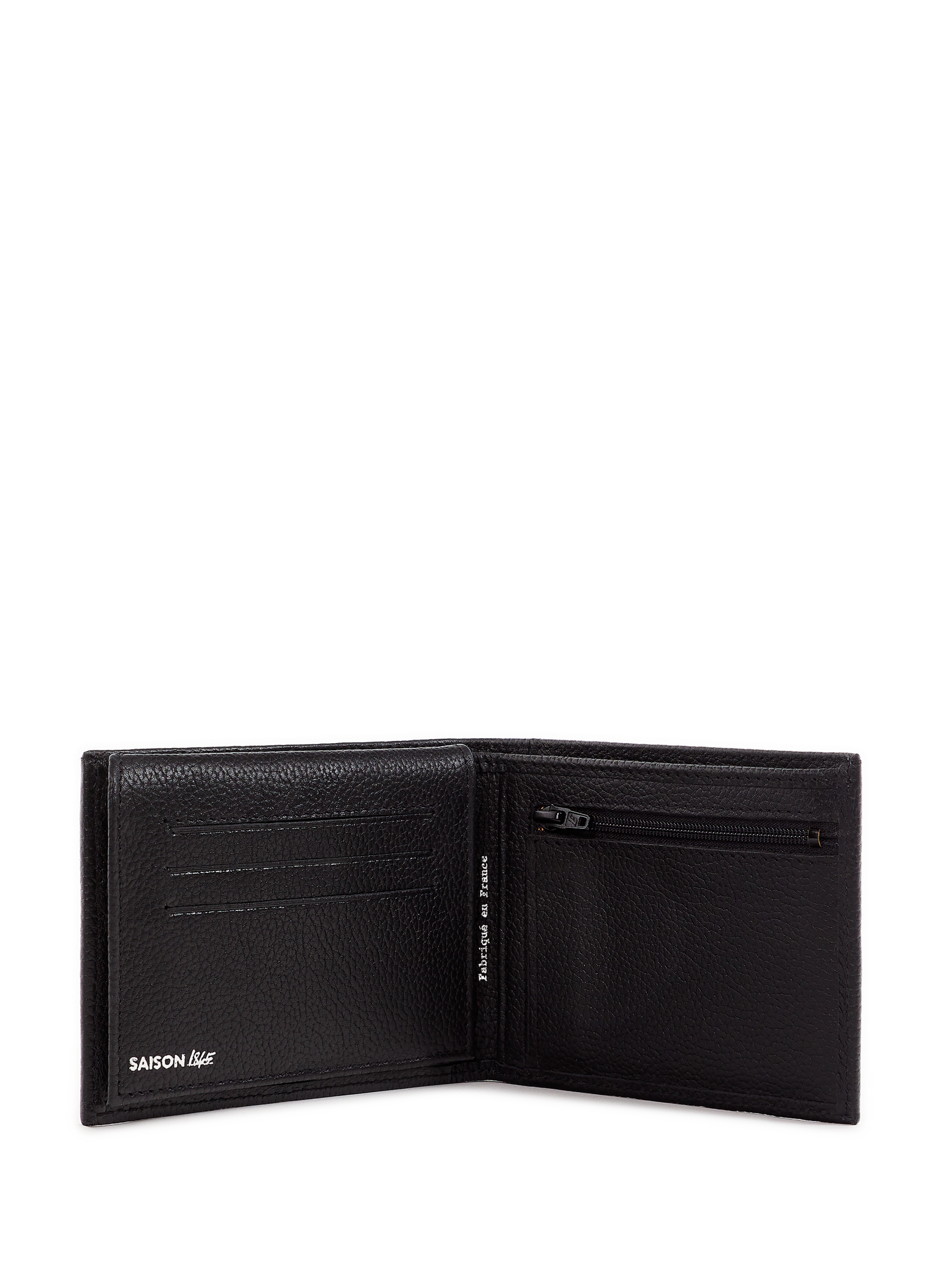 Leather wallet sm fra 427 v pf 1 flap + sm zip SAISON 1865 Black