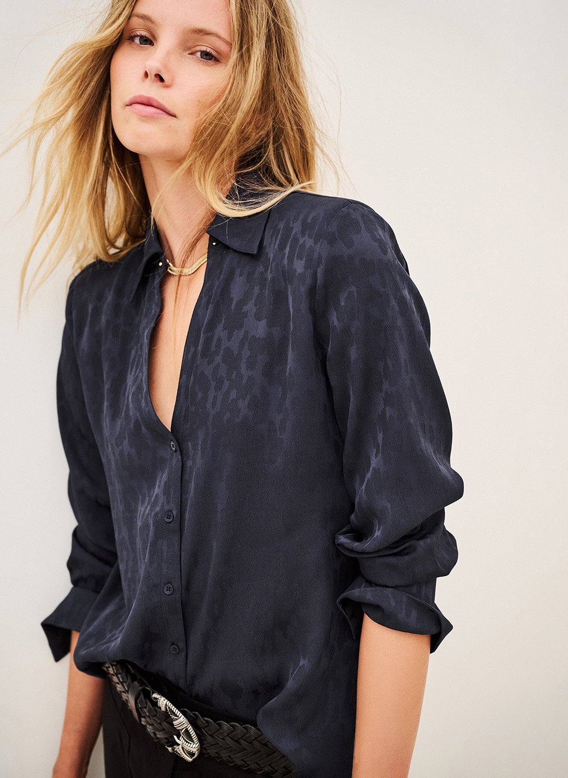 Camisa recta estampada con cuello clásico BA&SH Azul