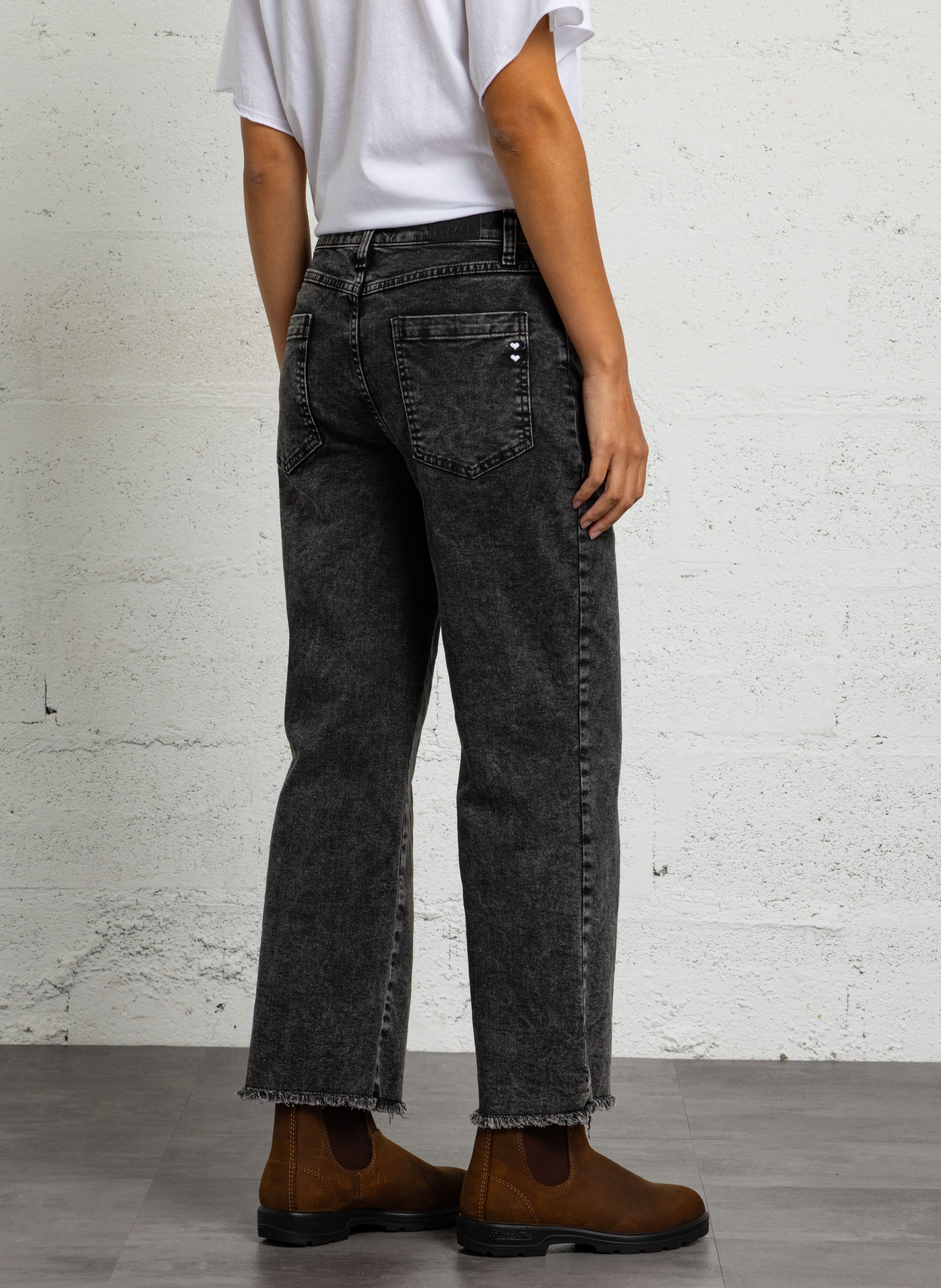 Gerade geschnittene Jeans aus Baumwollmischgewebe PLEASE Schwarz