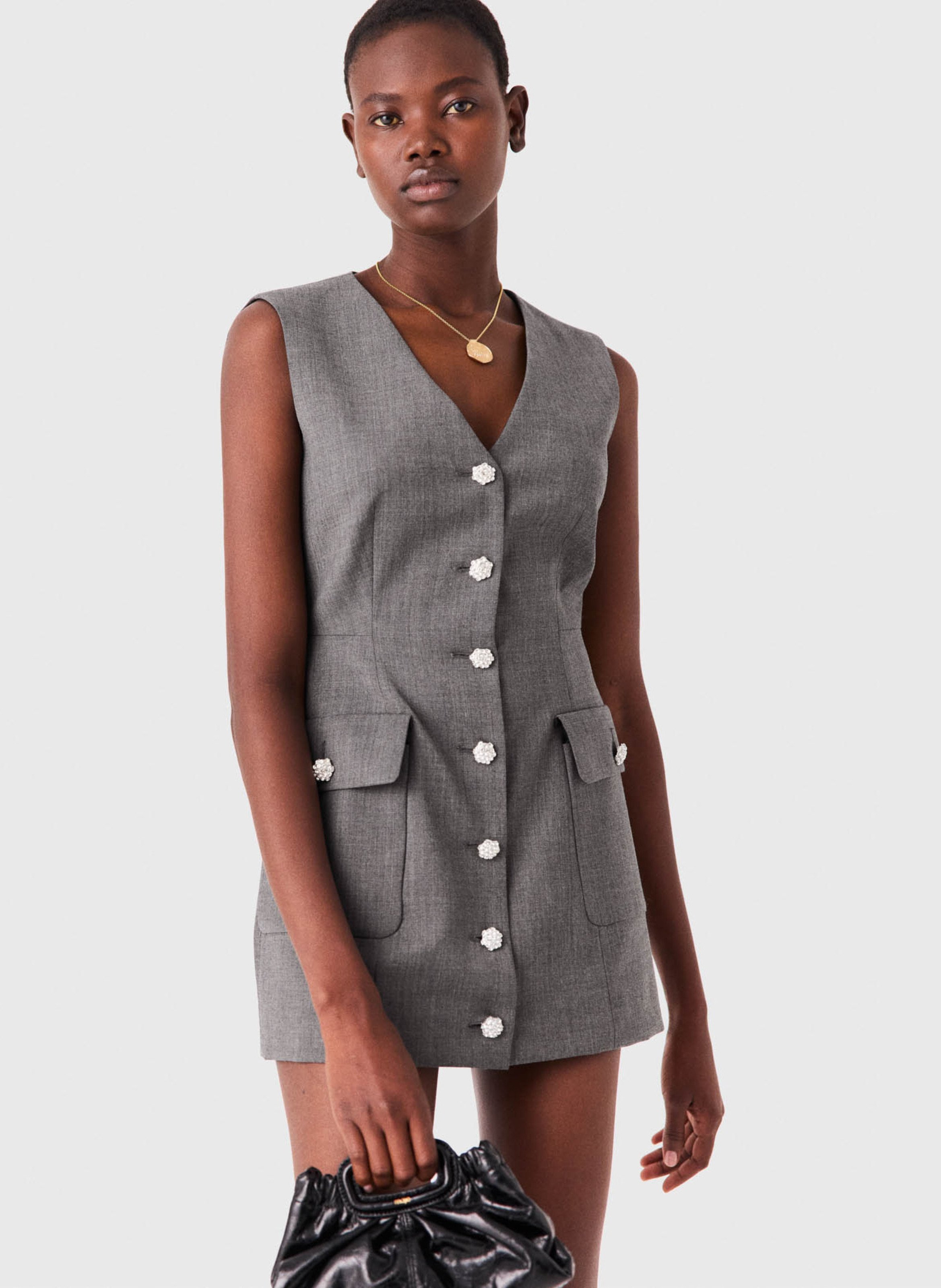 Sleeveless V-neck vest MAJE Grey