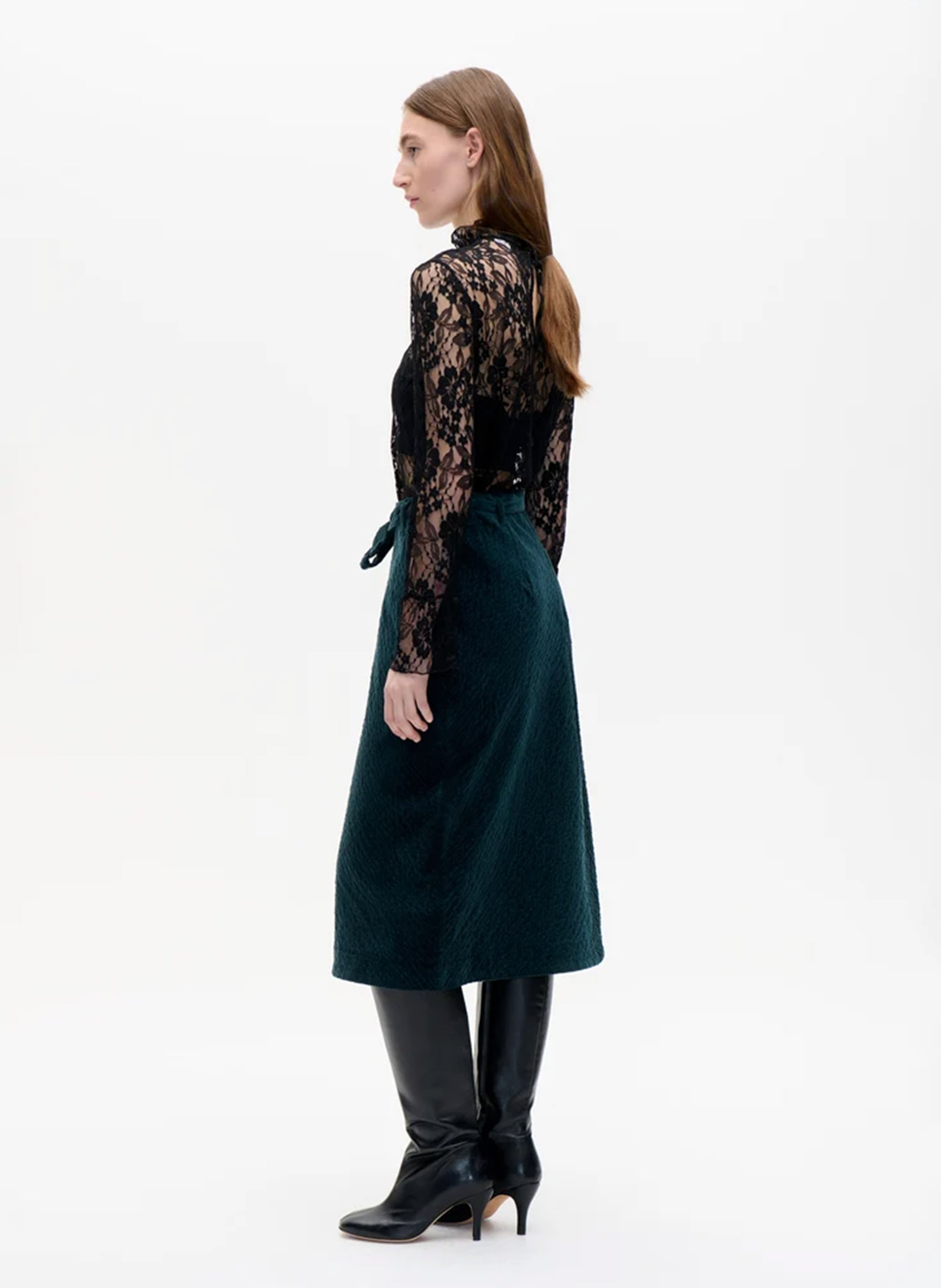 Straight lace top with high neck BAUM UND PFERDGARTEN Black
