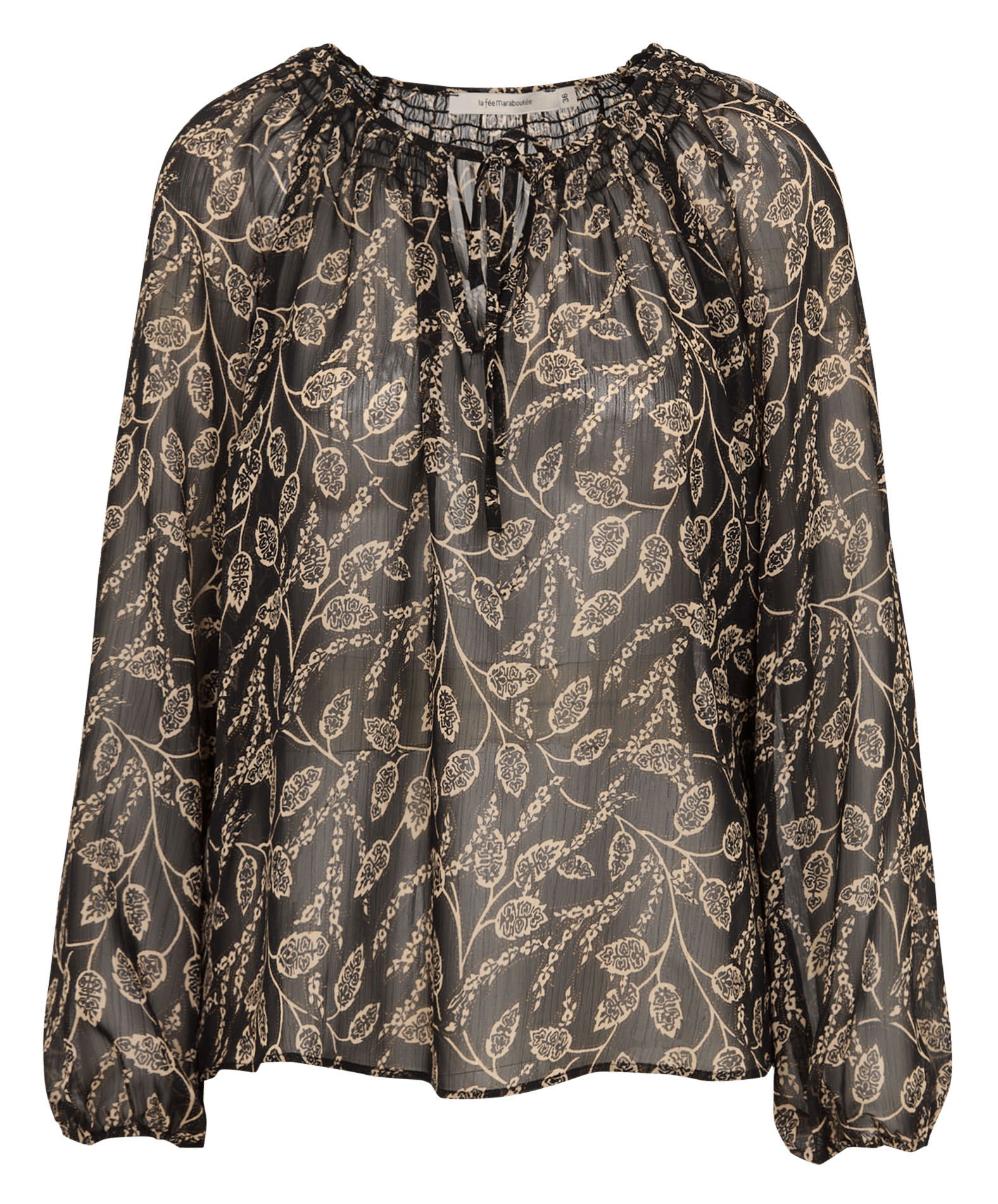 Printed blouse with round collar LA FEE MARABOUTEE Black