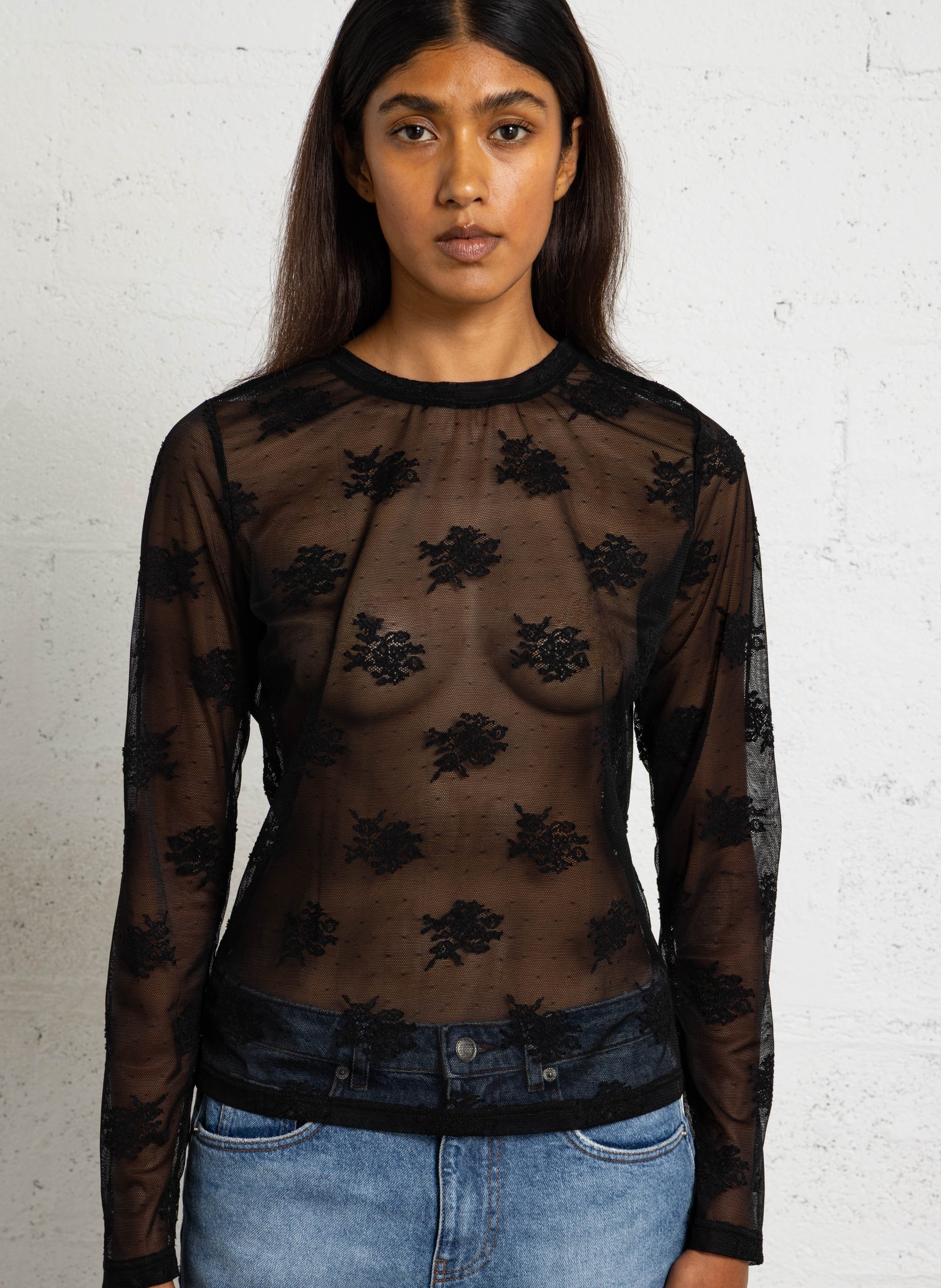 Round-neck lace top JC SOPHIE Black