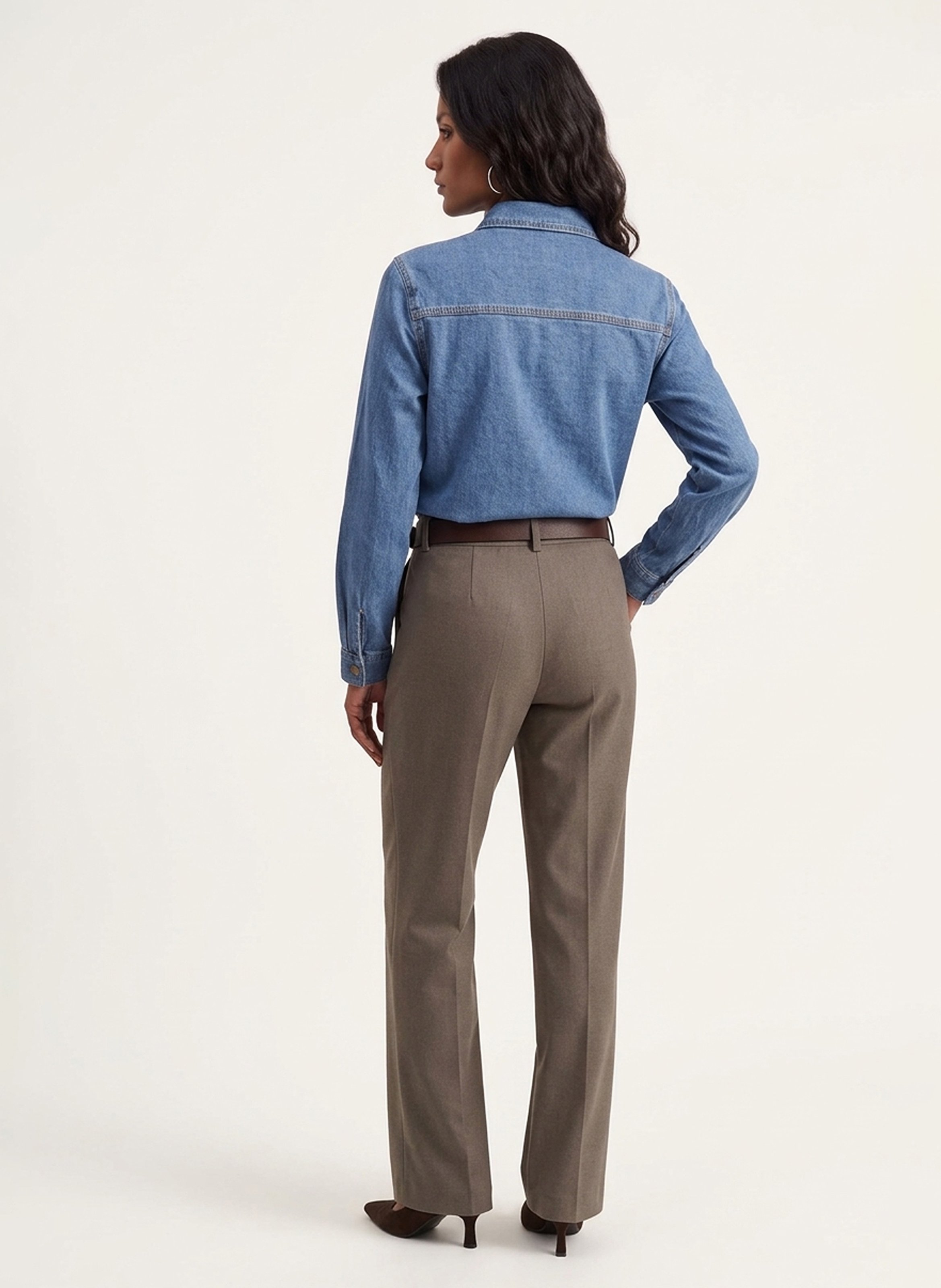 Rechte denim blouse van katoenmix KOOKAI Blauw