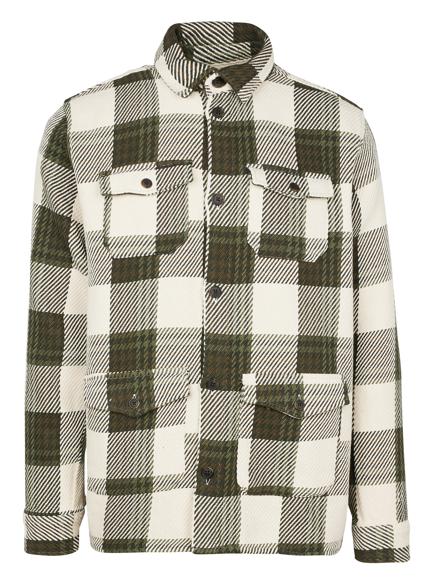 Surchemise à carreaux en sergé de coton Vert