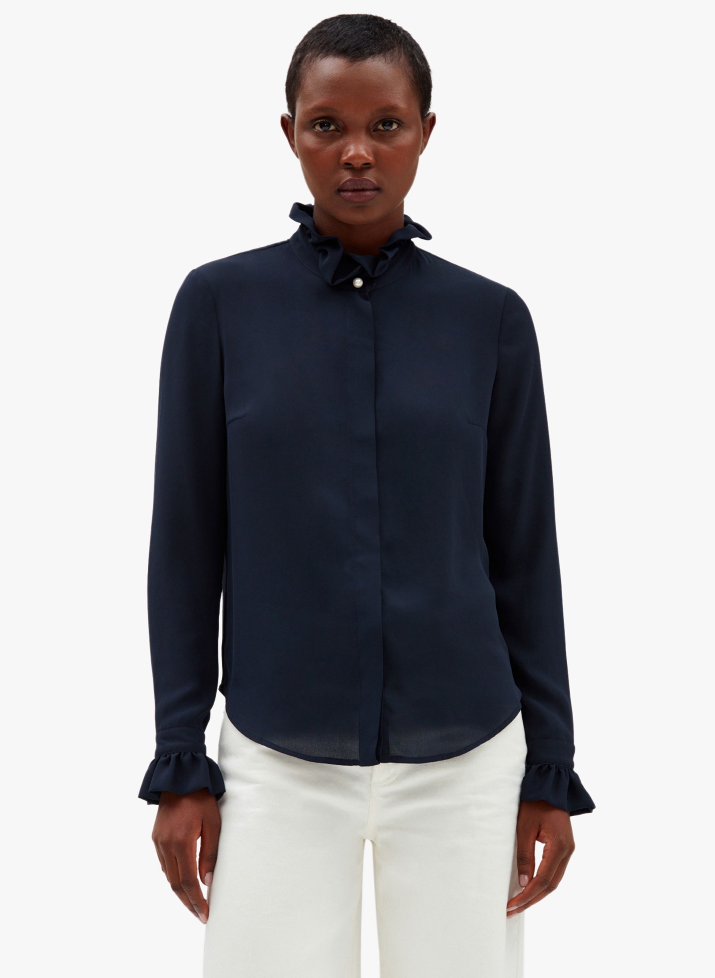 Crepe Shirt With Victorian Collar Marine Claudie Pierlot Women