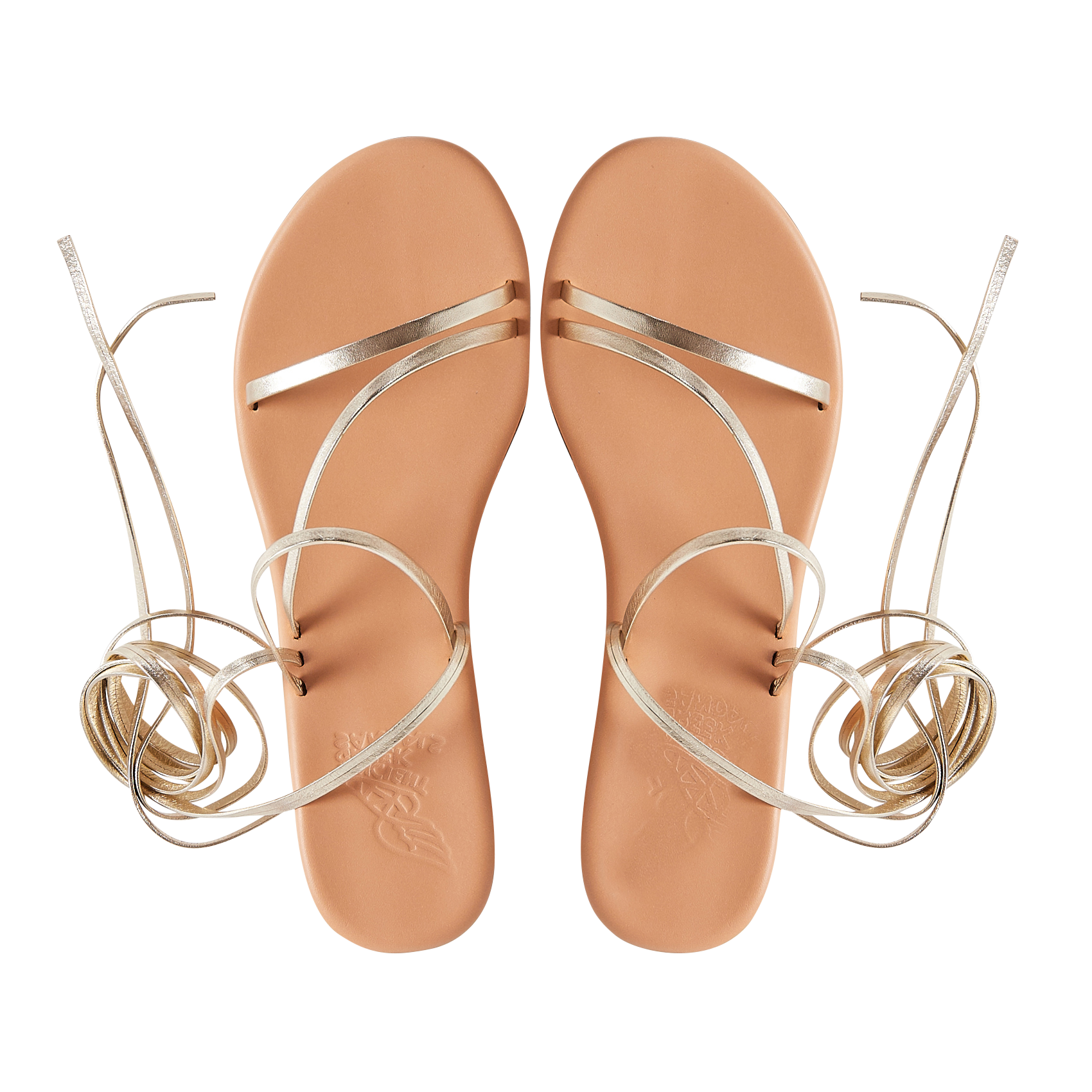 Leren sandalen met sleehak ANCIENT GREEK SANDALS Zilver