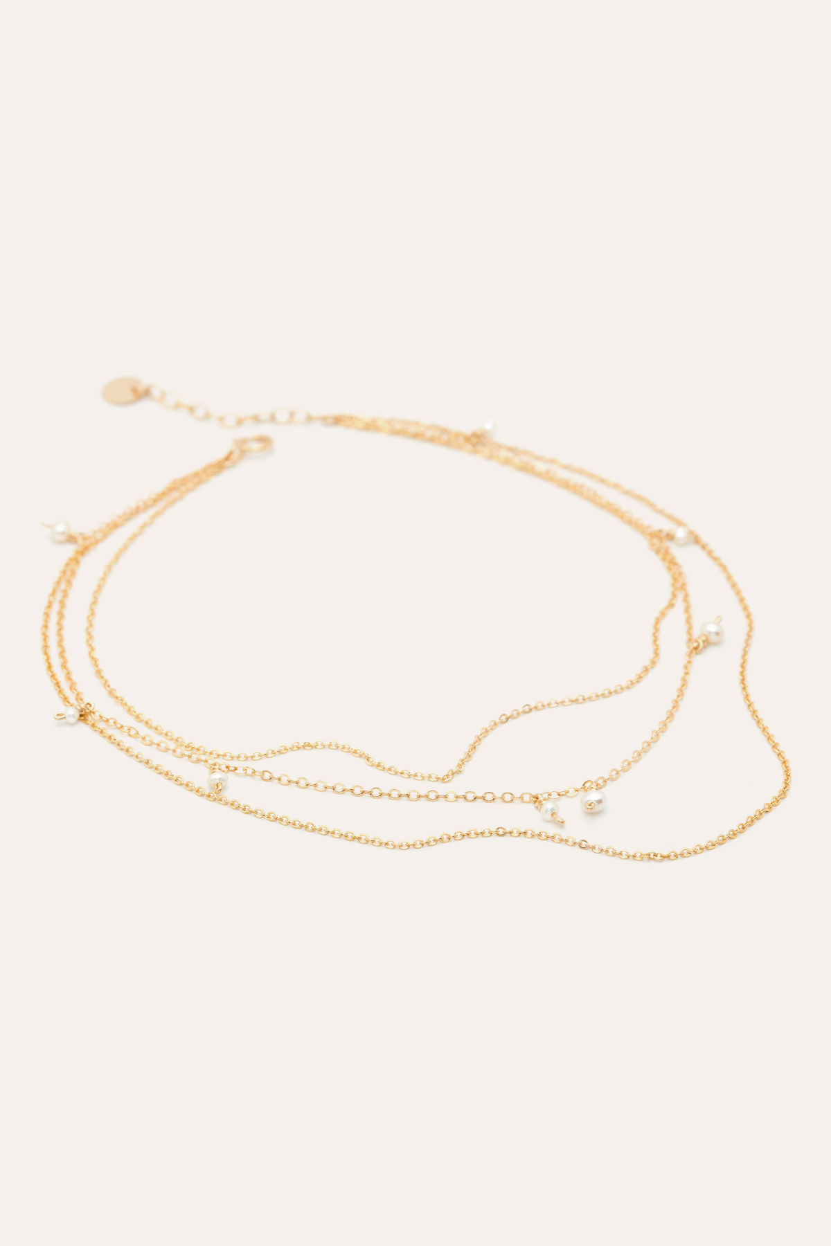 Triple anklet chain with Faraya pearls YAY White