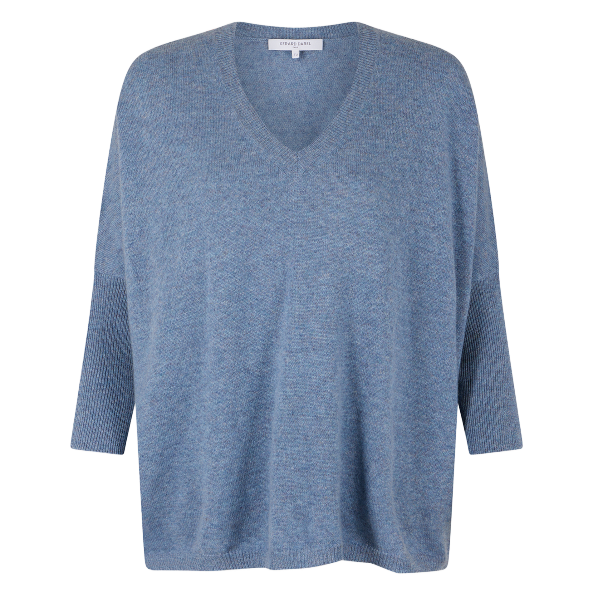 Pull droit col V en cachemire GERARD DAREL Bleu