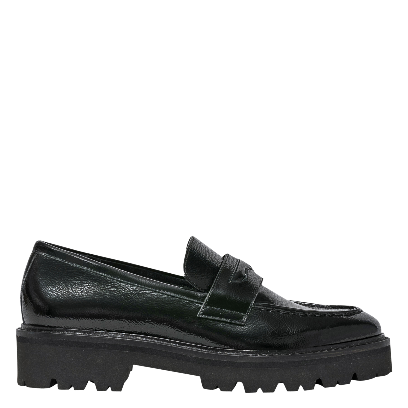 Leather loafers with lugged sole BOCAGE Black