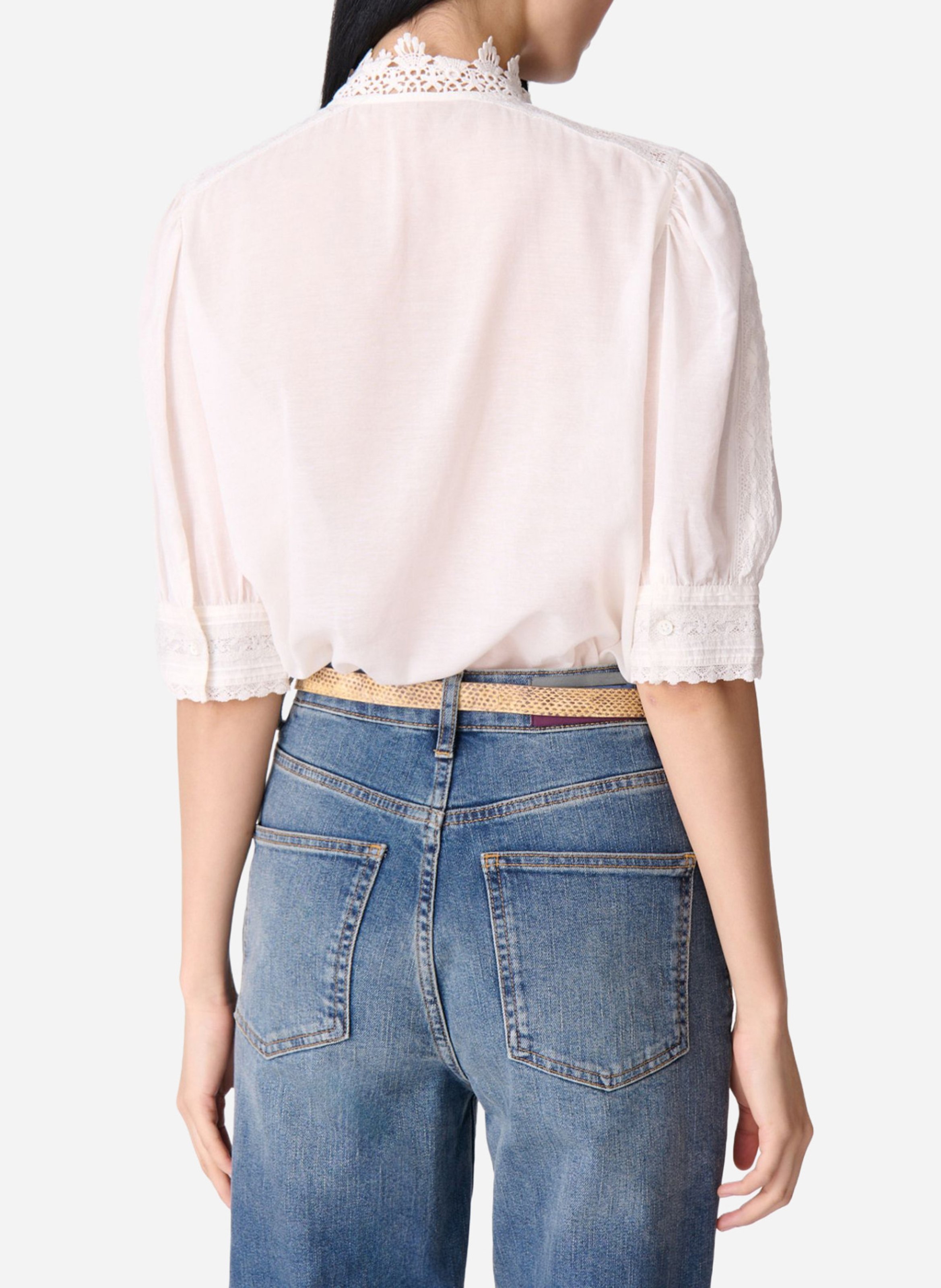 Gerade Bluse mit Spitze und Stickereien VANESSA BRUNO Weiss