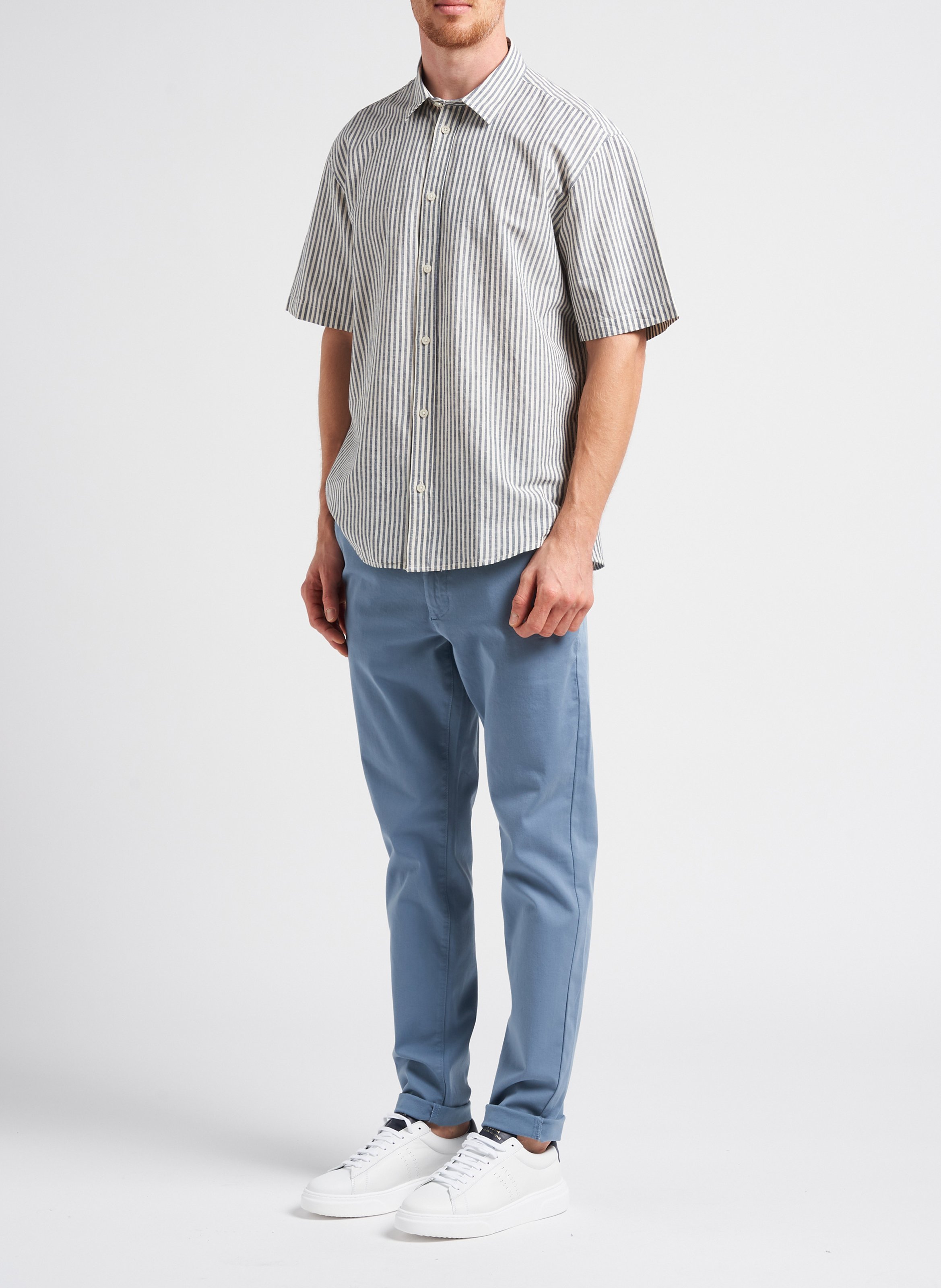 Straight-leg organic cotton-blend pants MINIMUM Blue