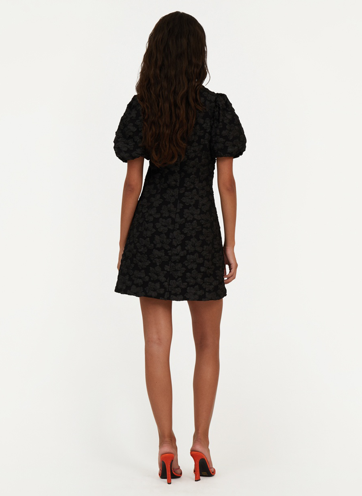Robe courte en jacquard imprimé ROTATE Noir