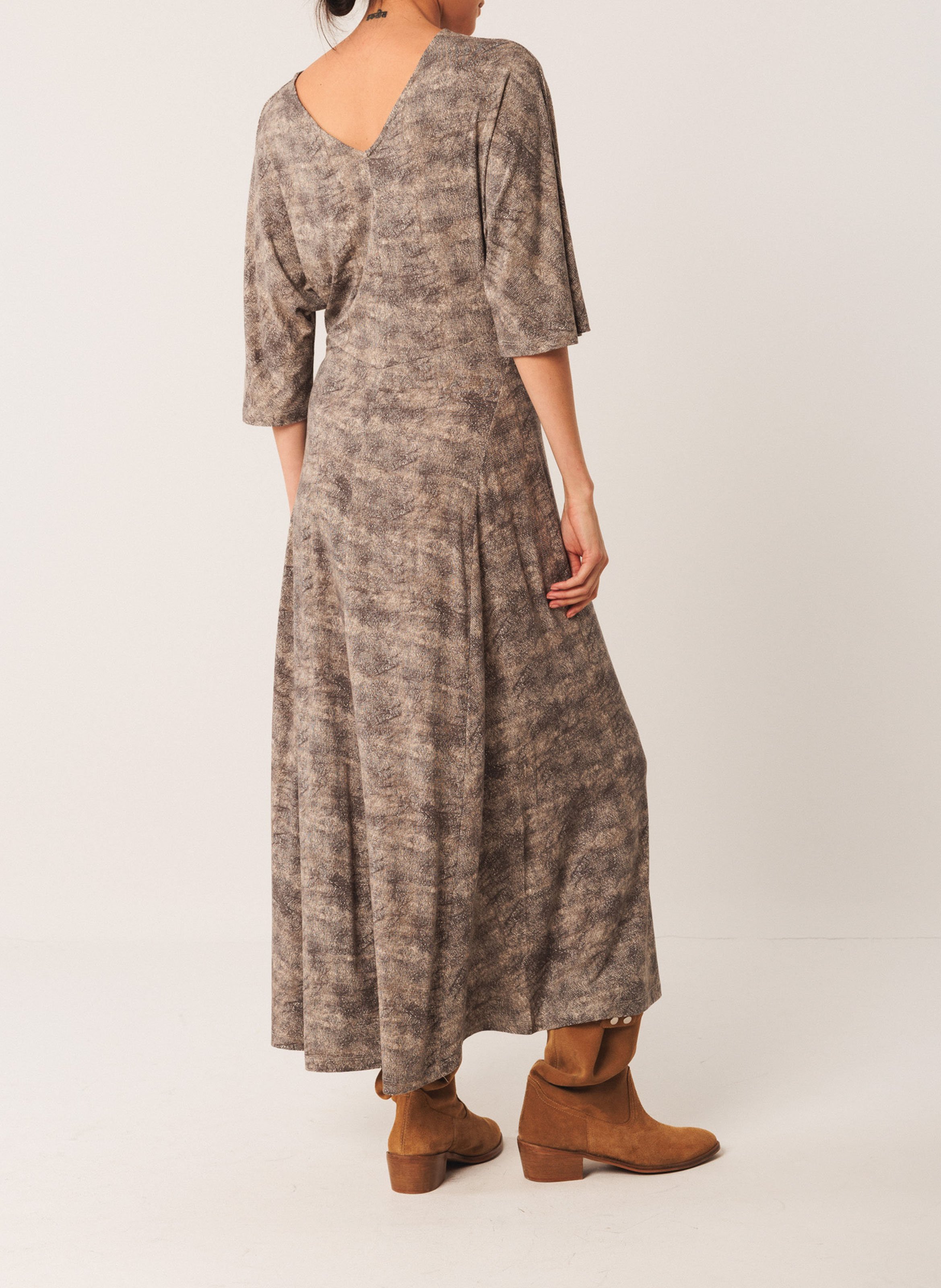 Long fitted round-neck dress INDI & COLD Black