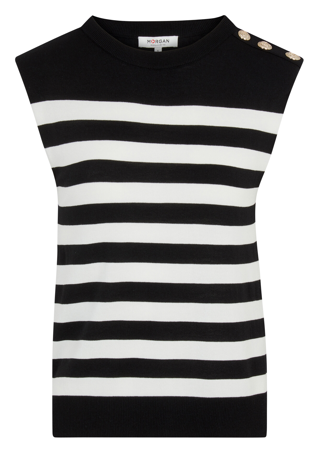 Pull col rond à rayures MORGAN Noir