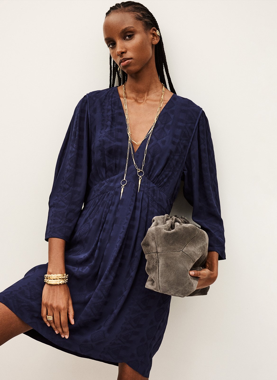 Korte jurk met kraag BA&SH Blauw