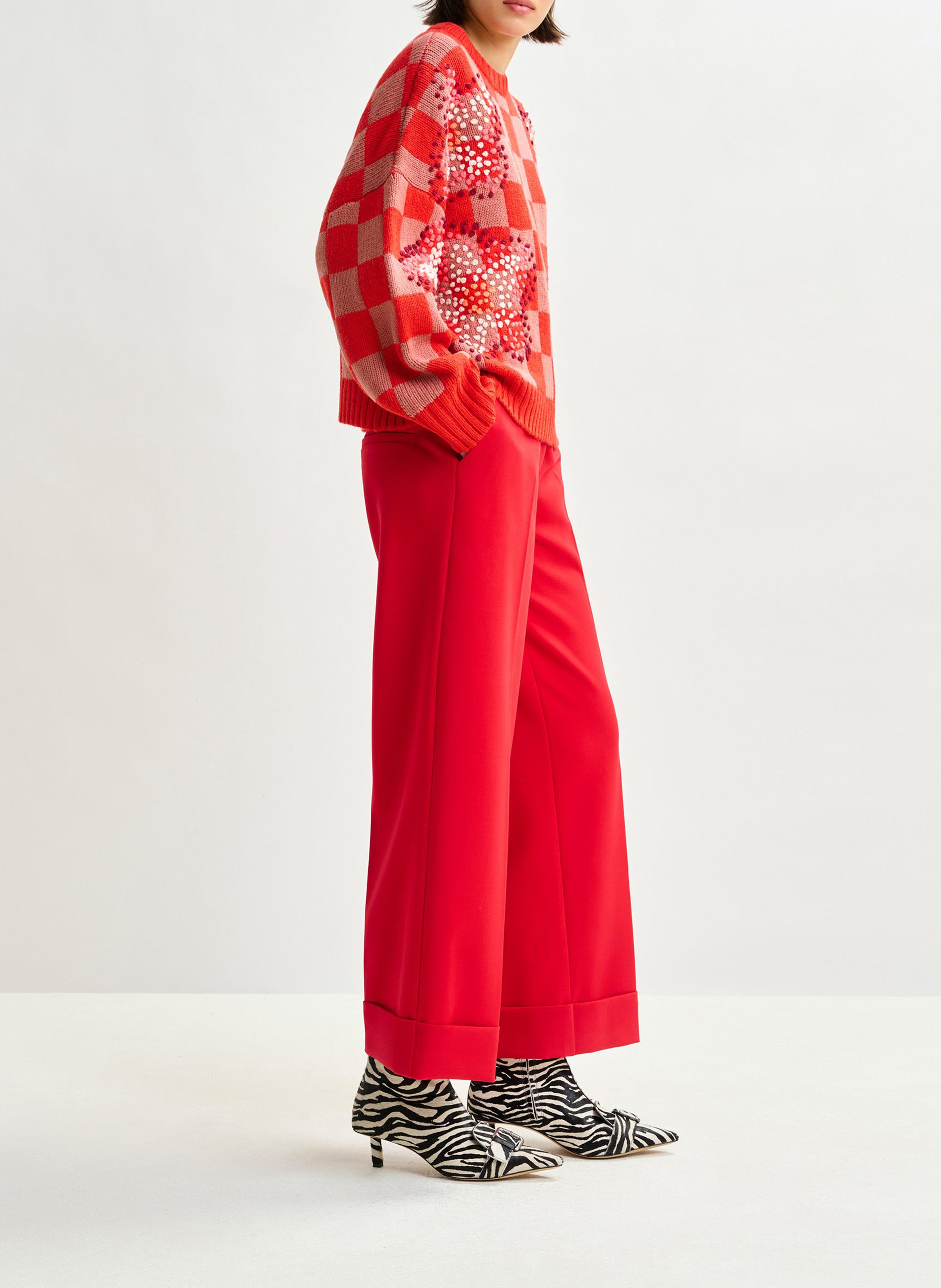 Pull droit col rond en laine mélangée ESSENTIEL ANTWERP Rouge