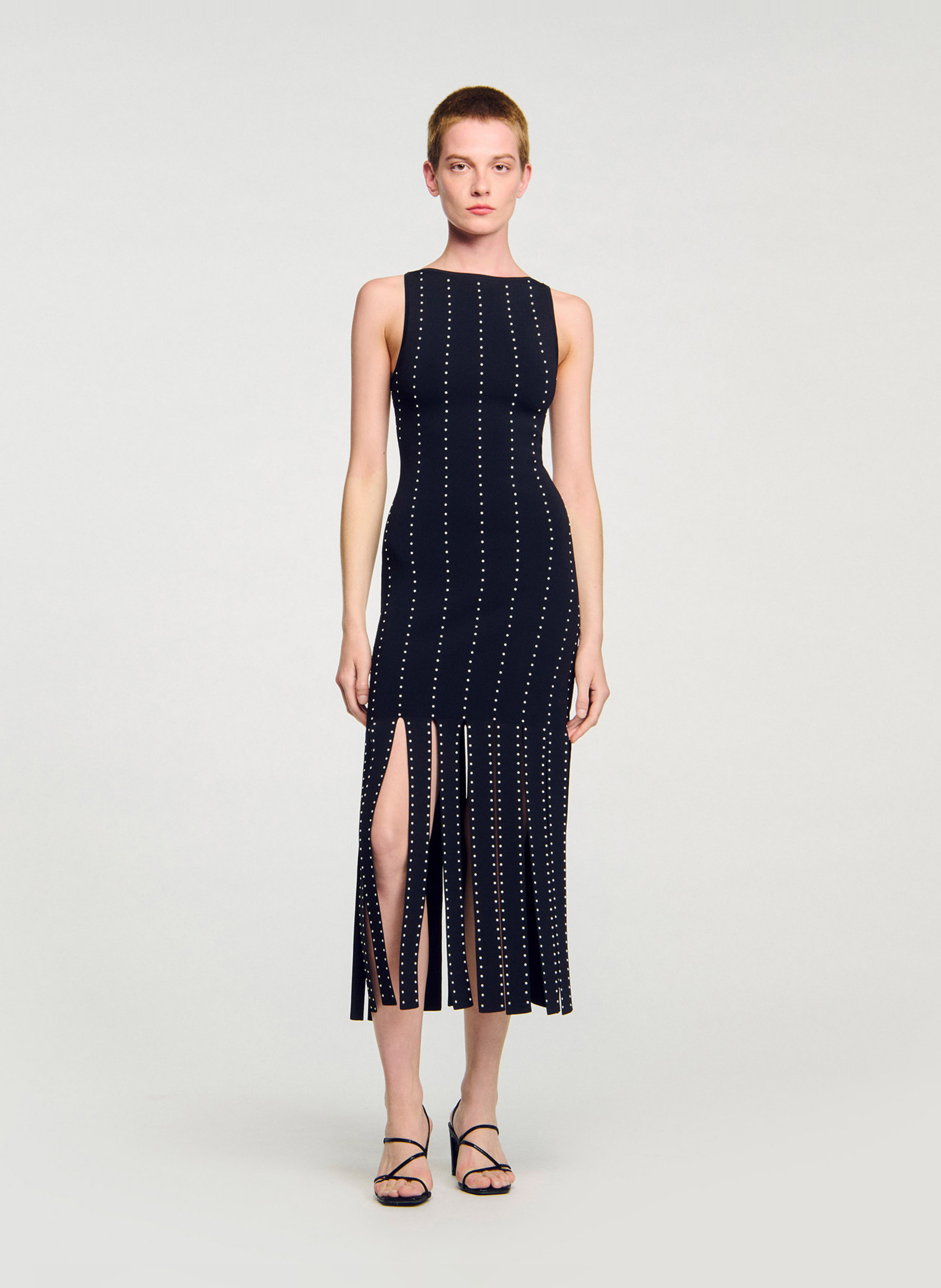 Halflange jurk met boothals SANDRO Zwart