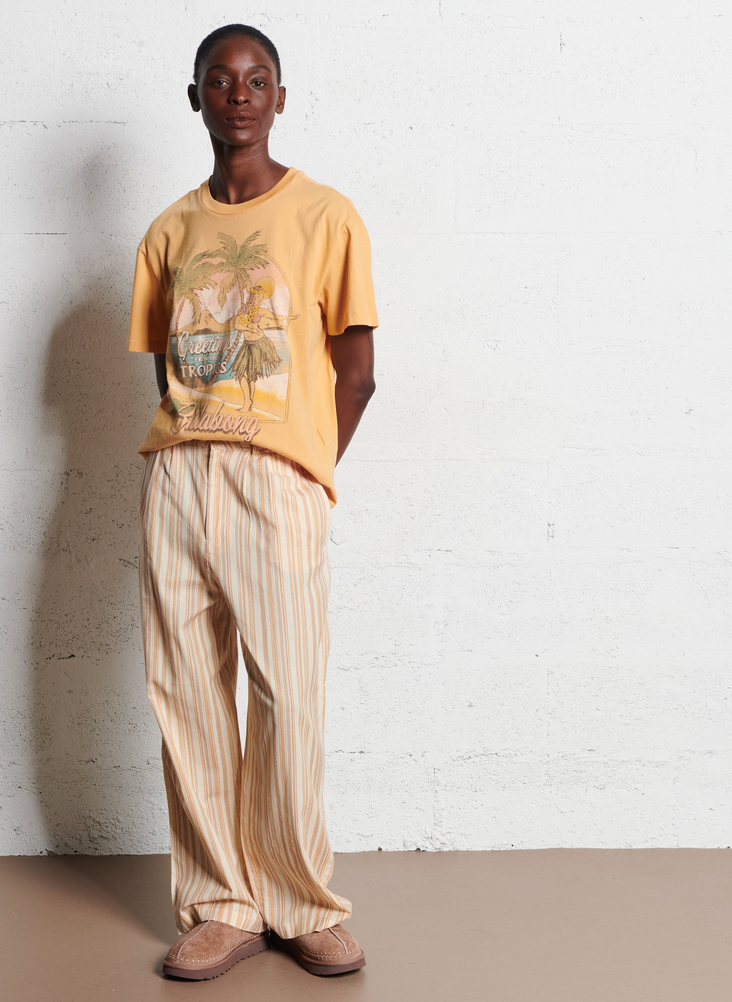 Pantalon large en coton mélangé BILLABONG Beige