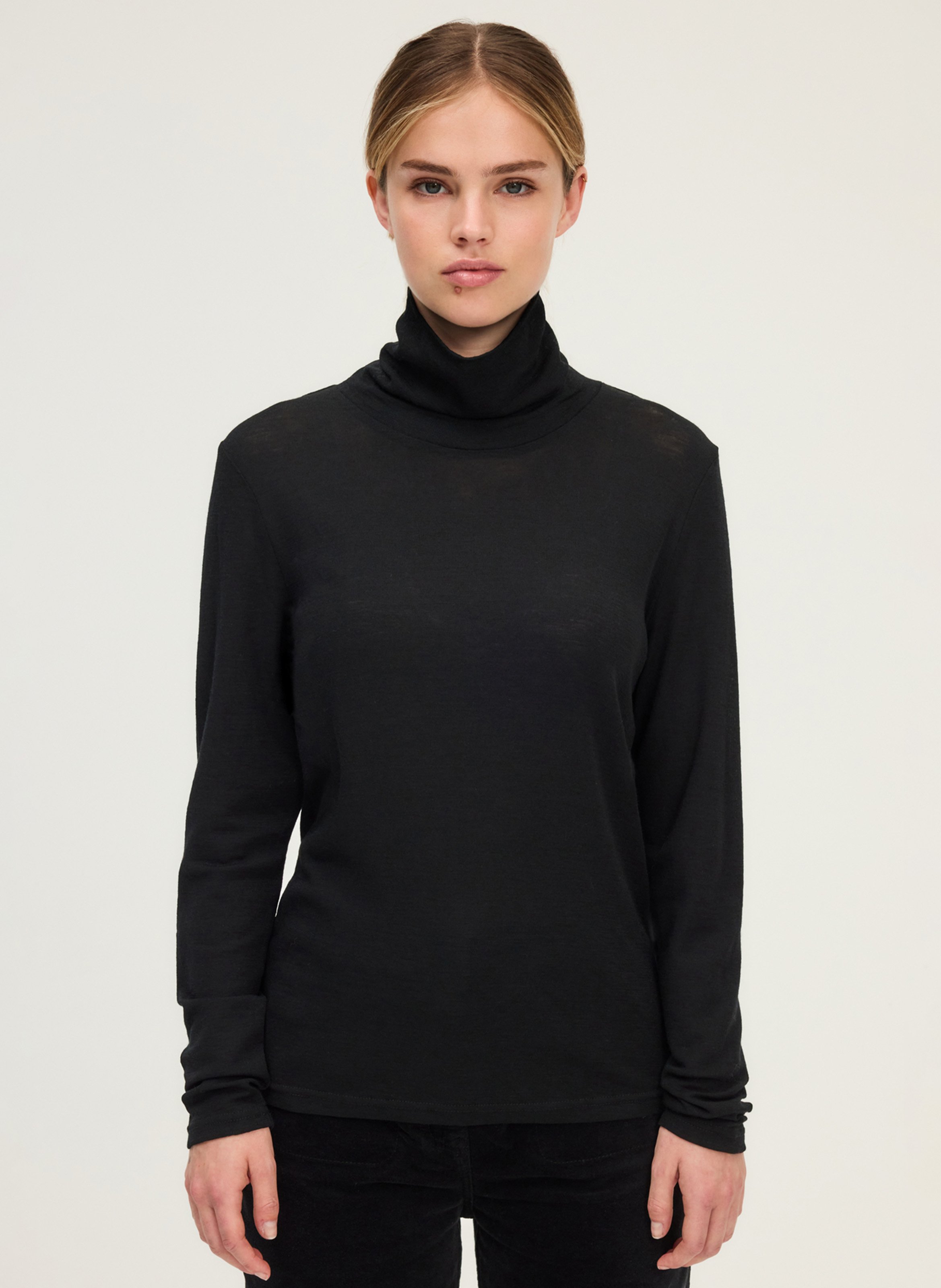 Col roulé droit en laine PABLO Noir