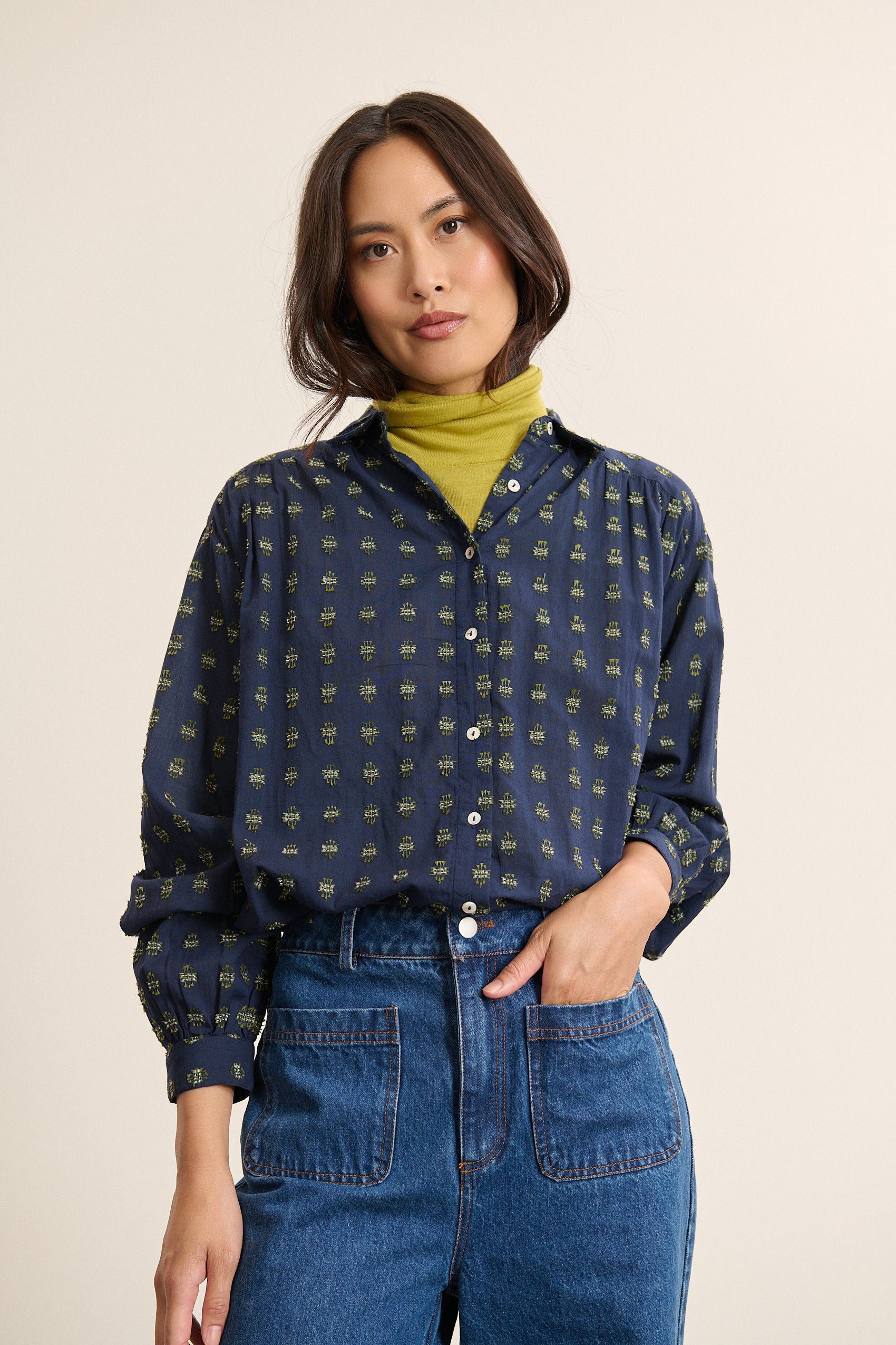 Checked long-sleeved shirt GARANCE PARIS Blue
