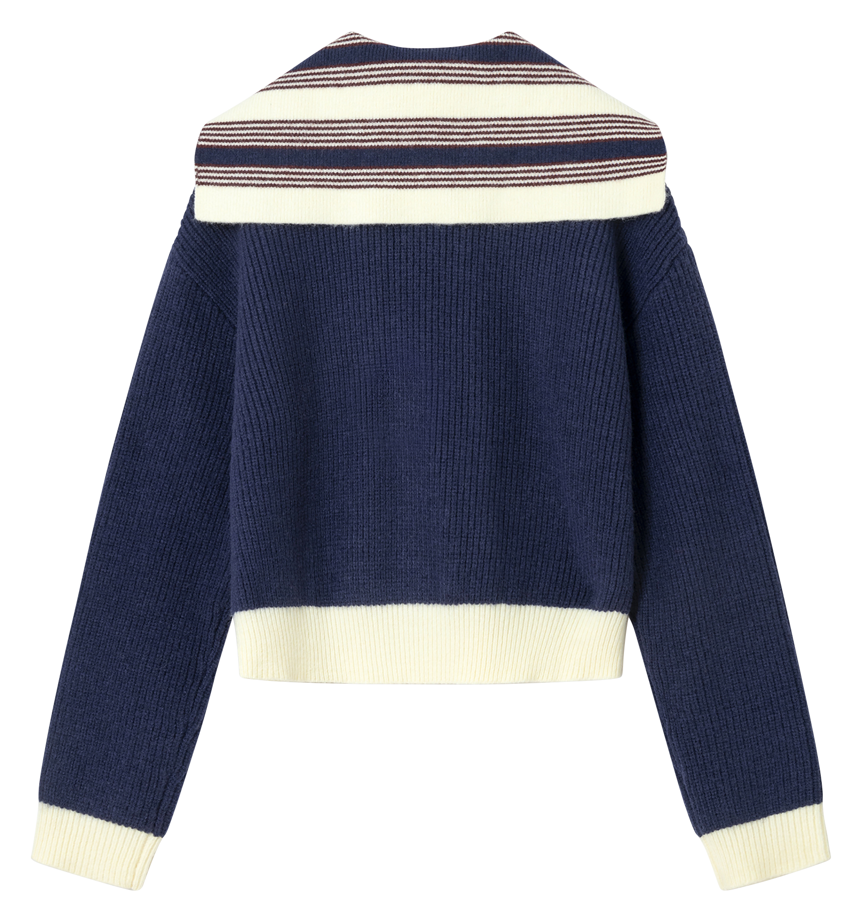 Pull à rayures col v LAAGAM Bleu