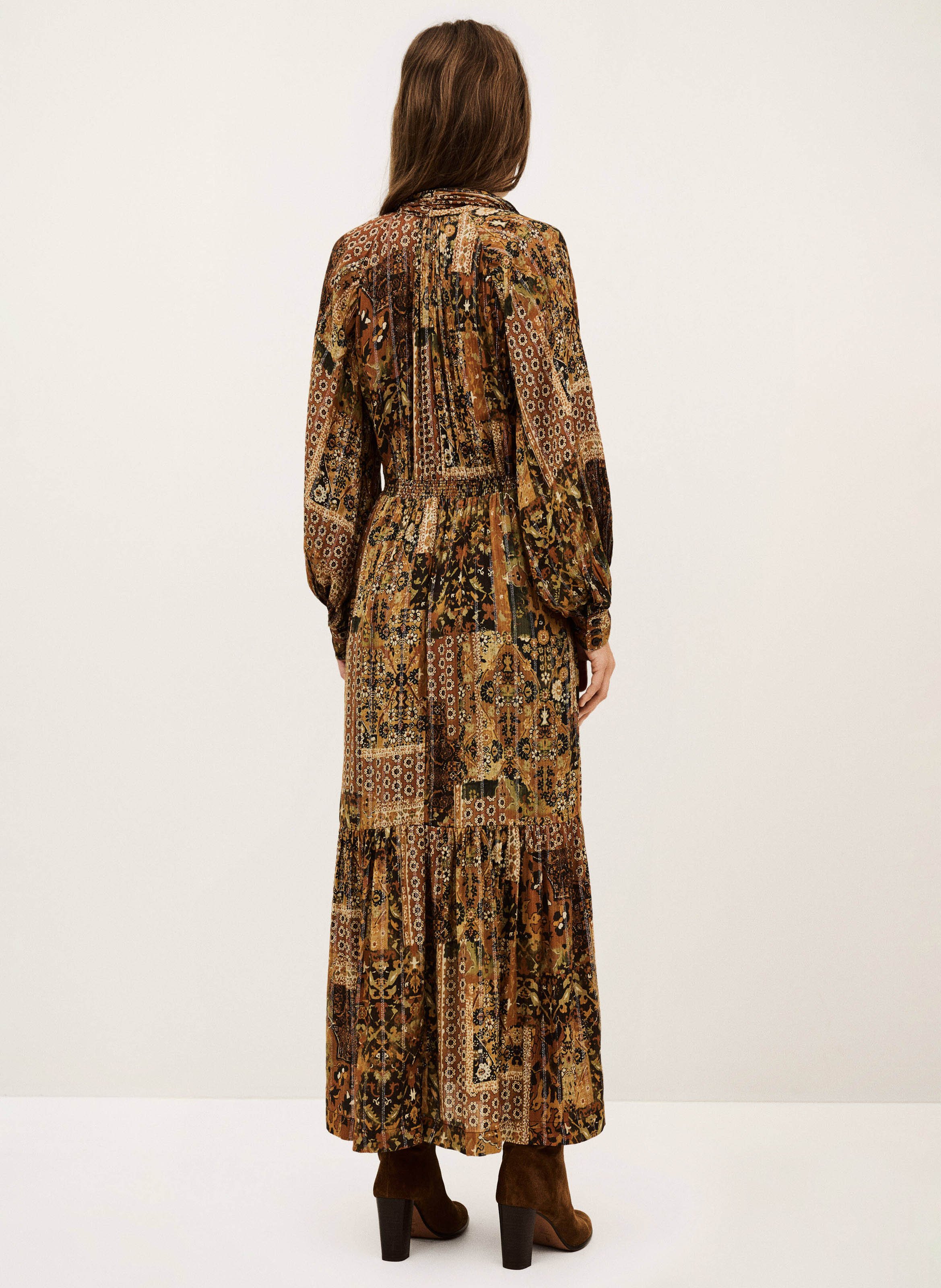 Robe longue col V imprimée BA&SH Orange