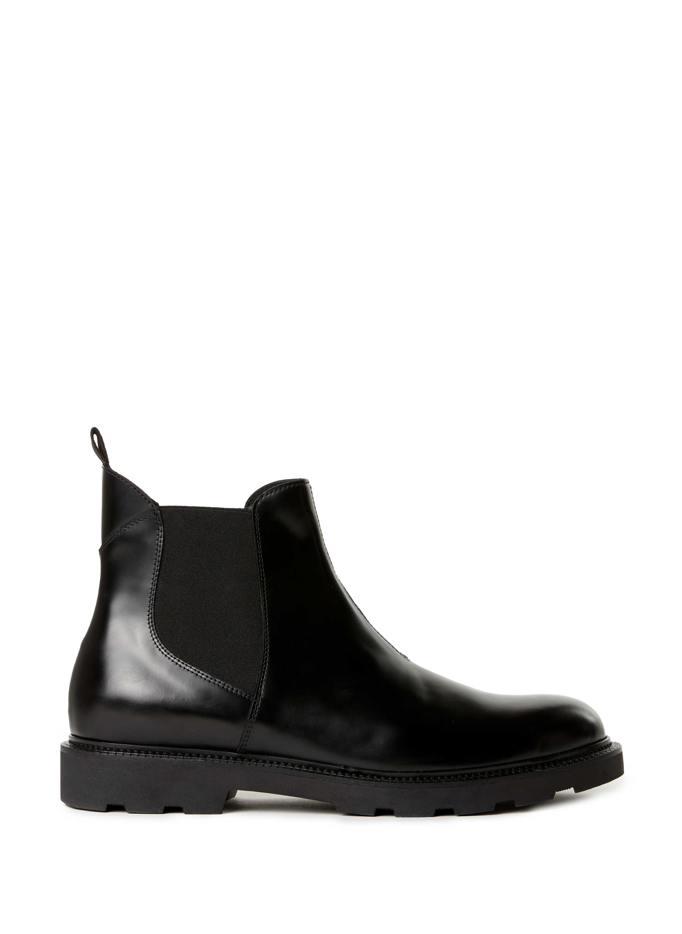 Plain leather elastic ankle boots SAISON 1865 Black