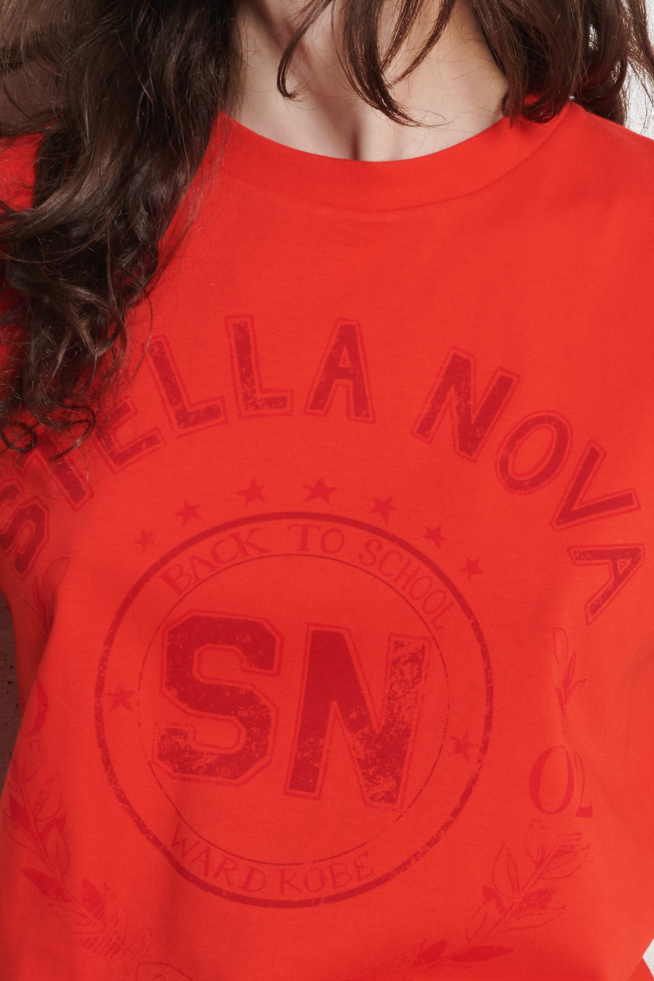 Tee-shirt droit col rond en coton STELLA NOVA Rouge