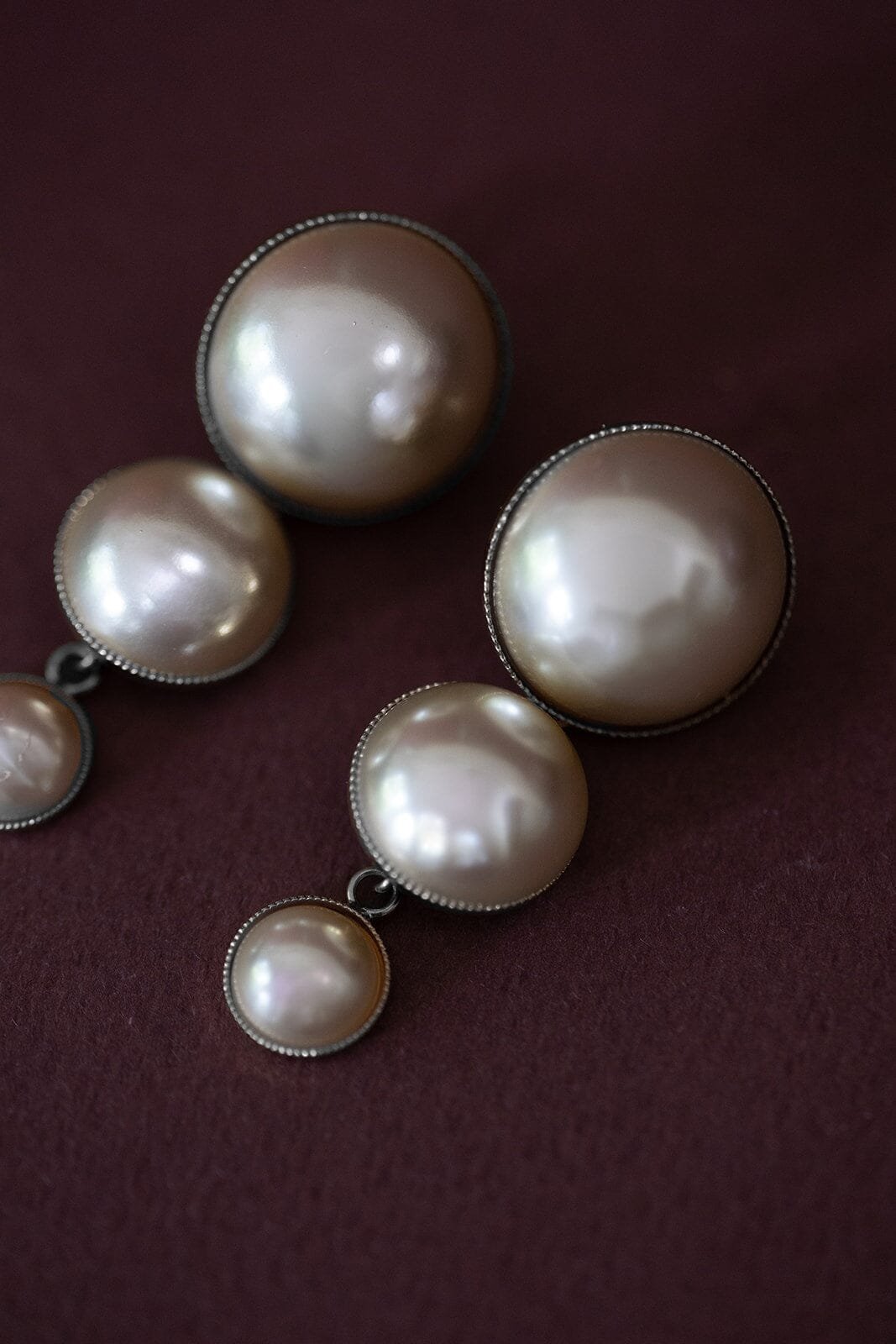 Dangling silver-plated pearl stud earrings MONSIEUR SIMONE Silver
