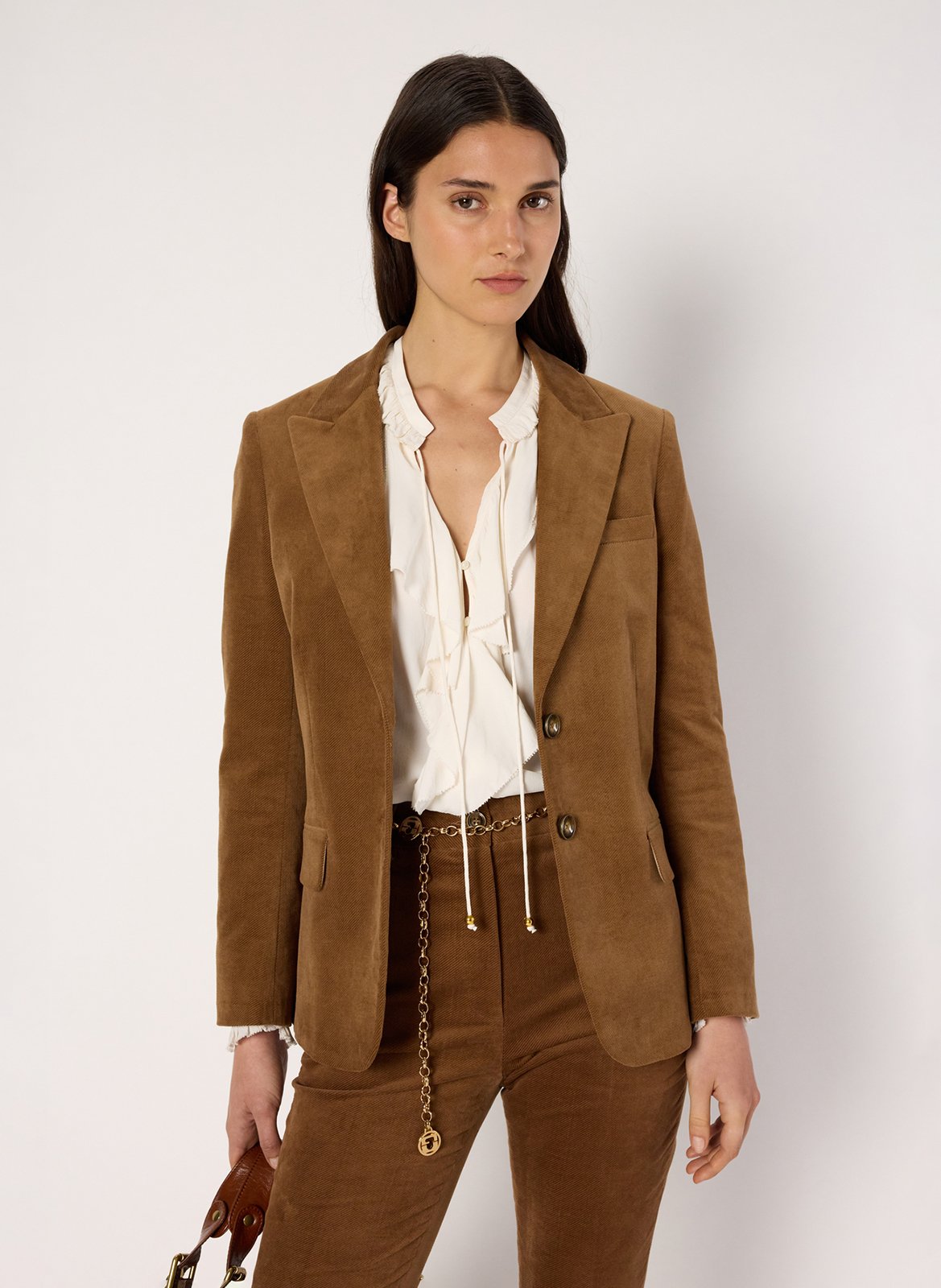 Veste col tailleur en coton mélangé GERARD DAREL Marron